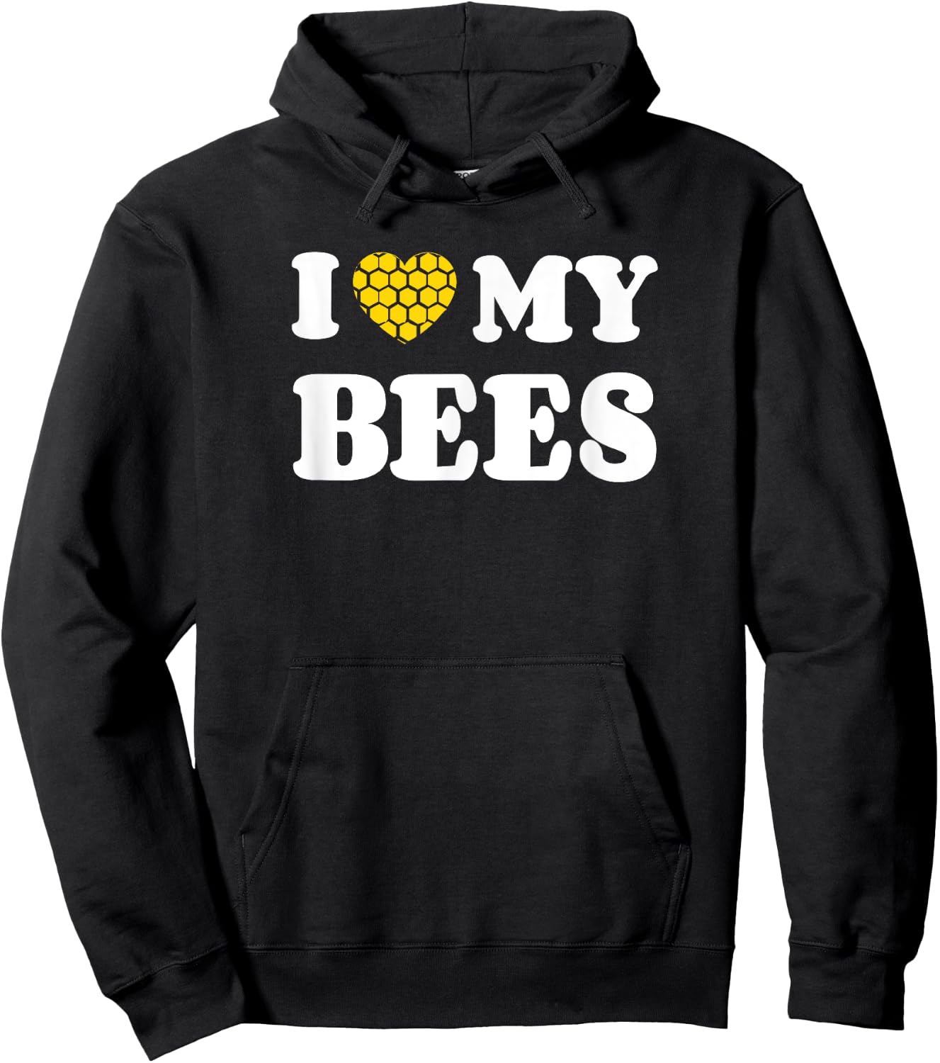 I Love My Bees Honeycomb Heart Hoodie - Hoodie | Black