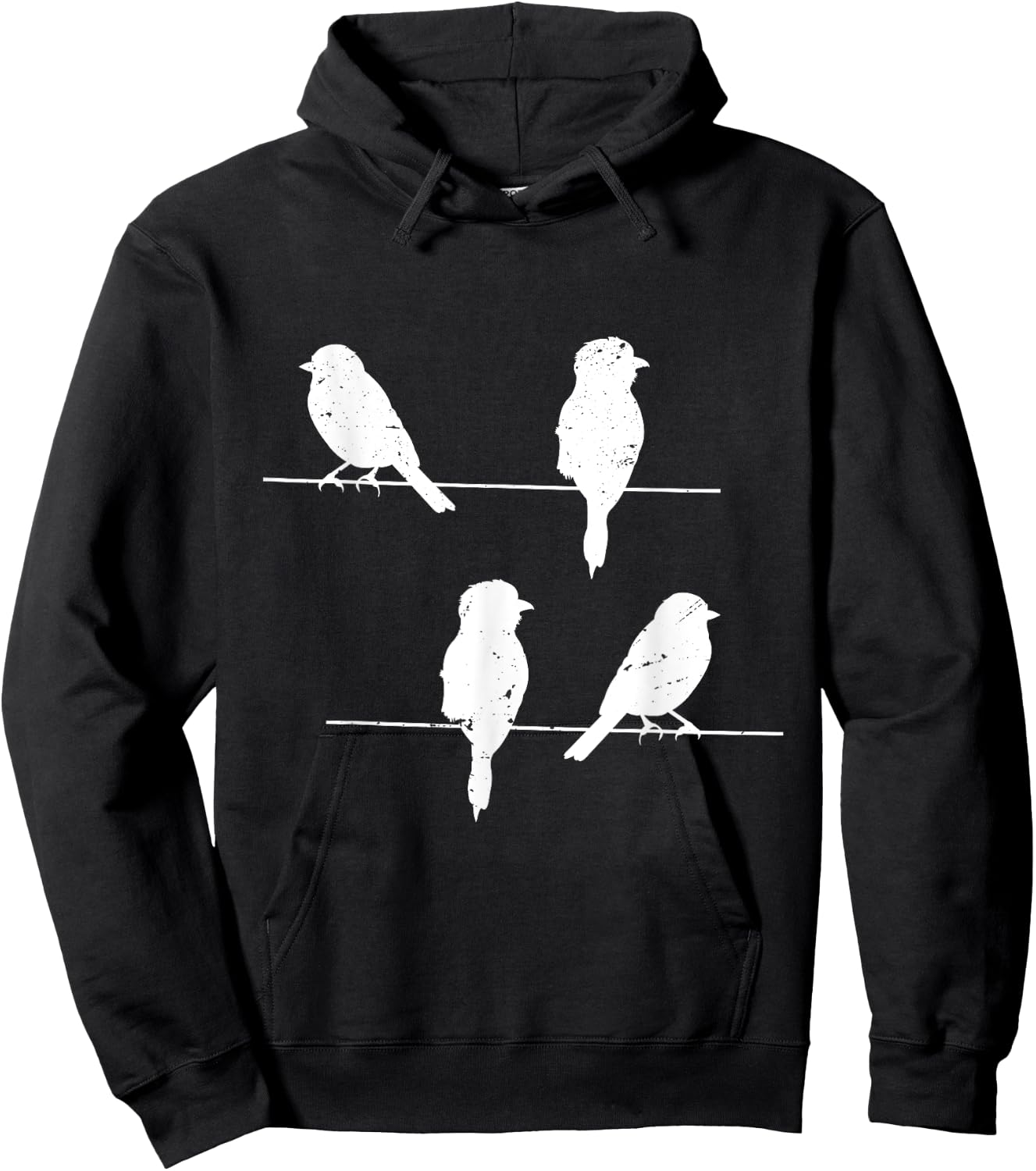 Birds On A Wire Funny and Cute Bird Lover Graphic Hoodie - Hoodie | Black