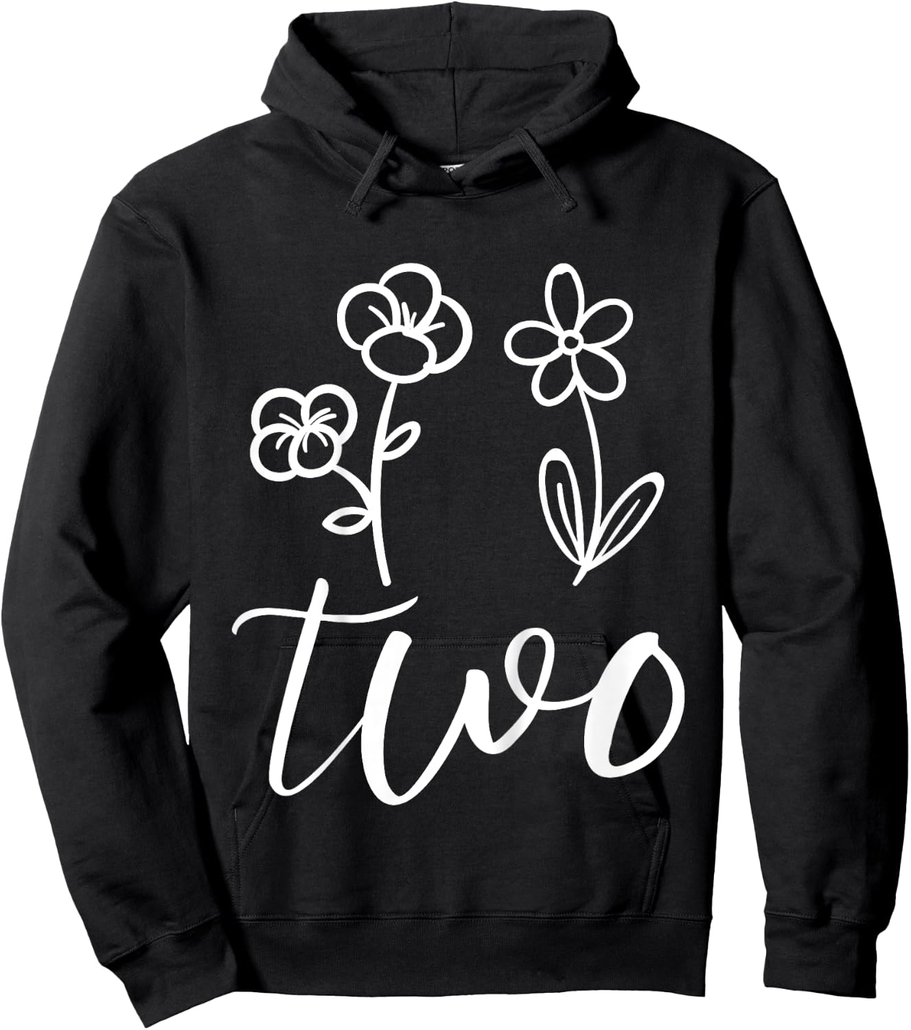 Floral Two 2 Year Old 2nd Birthday Gift Second Girl Toddler Hoodie - Hoodie | Black