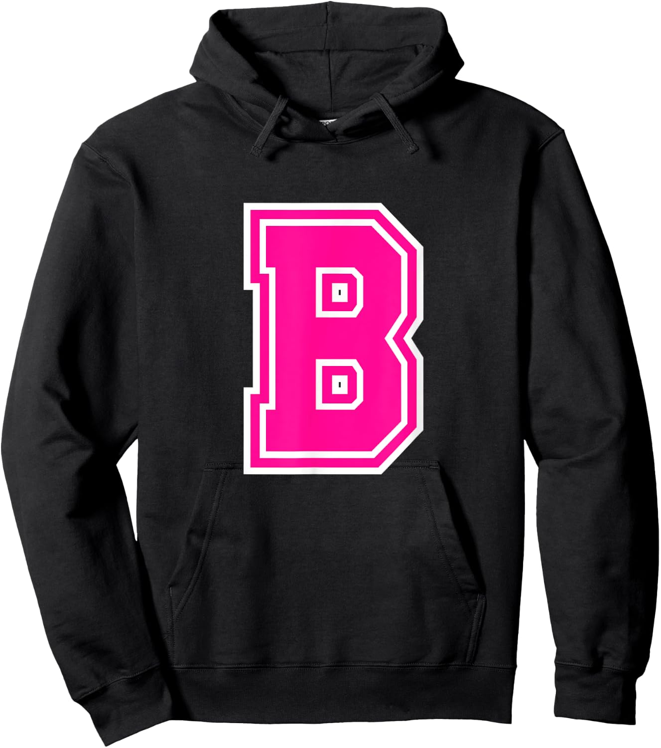 Letter B Pink Monogram Initial Hoodie - Hoodie | Black