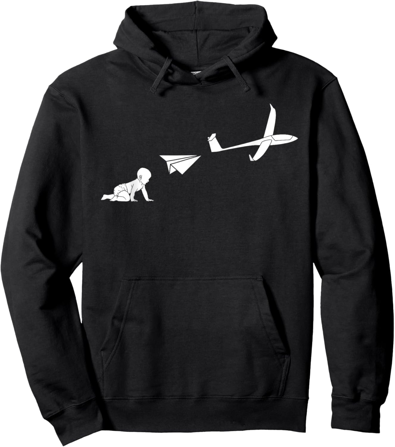 Glider Evolution Funny Aviation Small Plane Pilot Pun Hoodie - Hoodie | Black