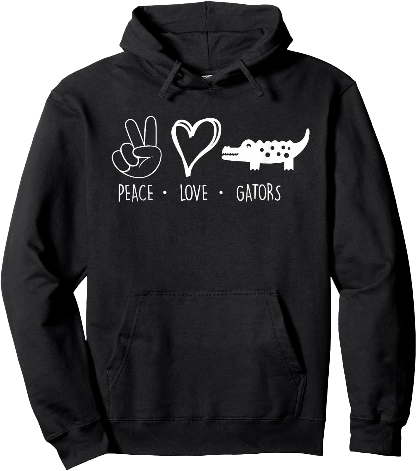 Dickinson High School - Dickinson Gators - Peace Love Gators Hoodie - Hoodie | Black
