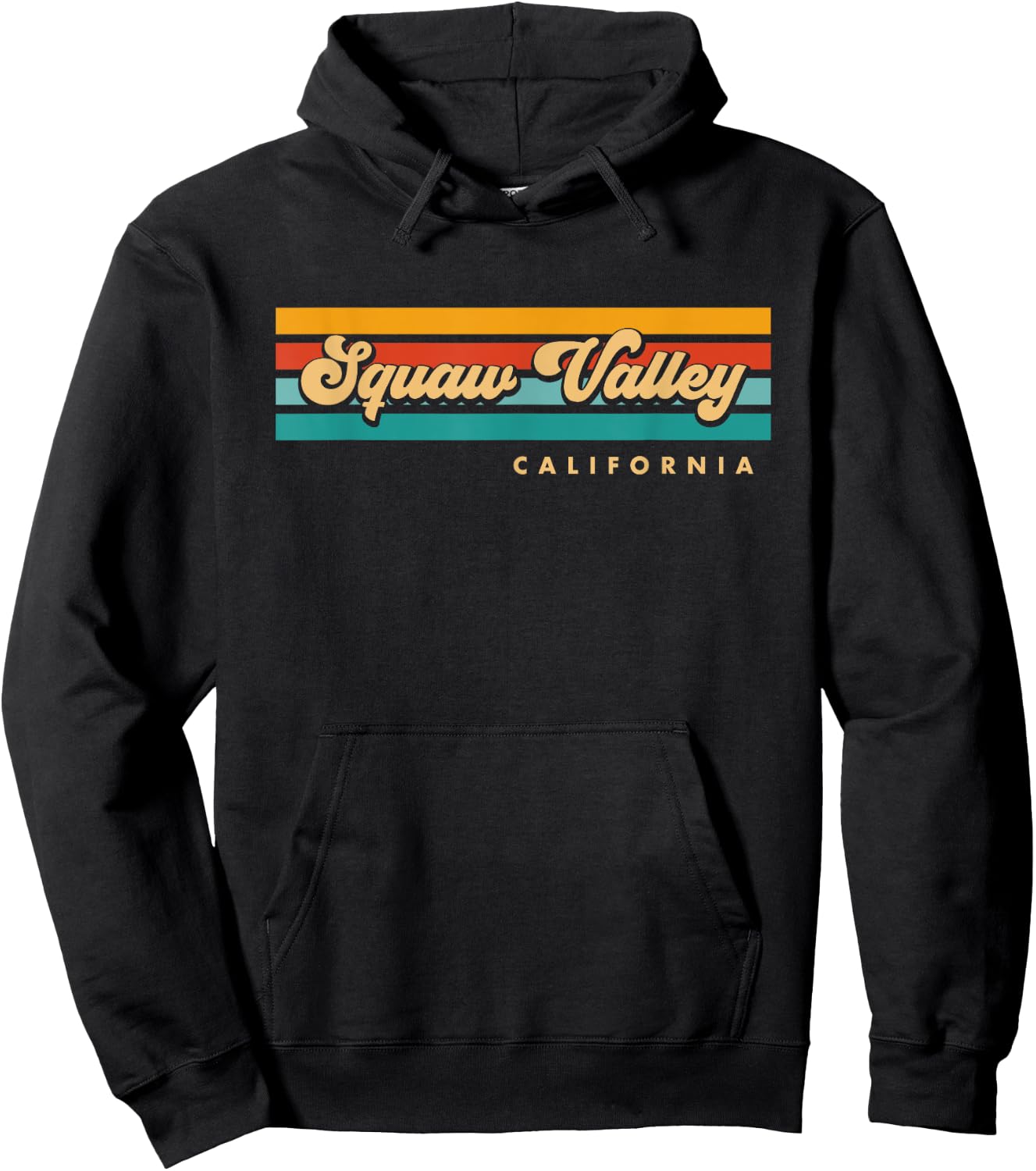 Vintage Sunset Stripes Squaw Valley, California Hoodie - Hoodie | Black
