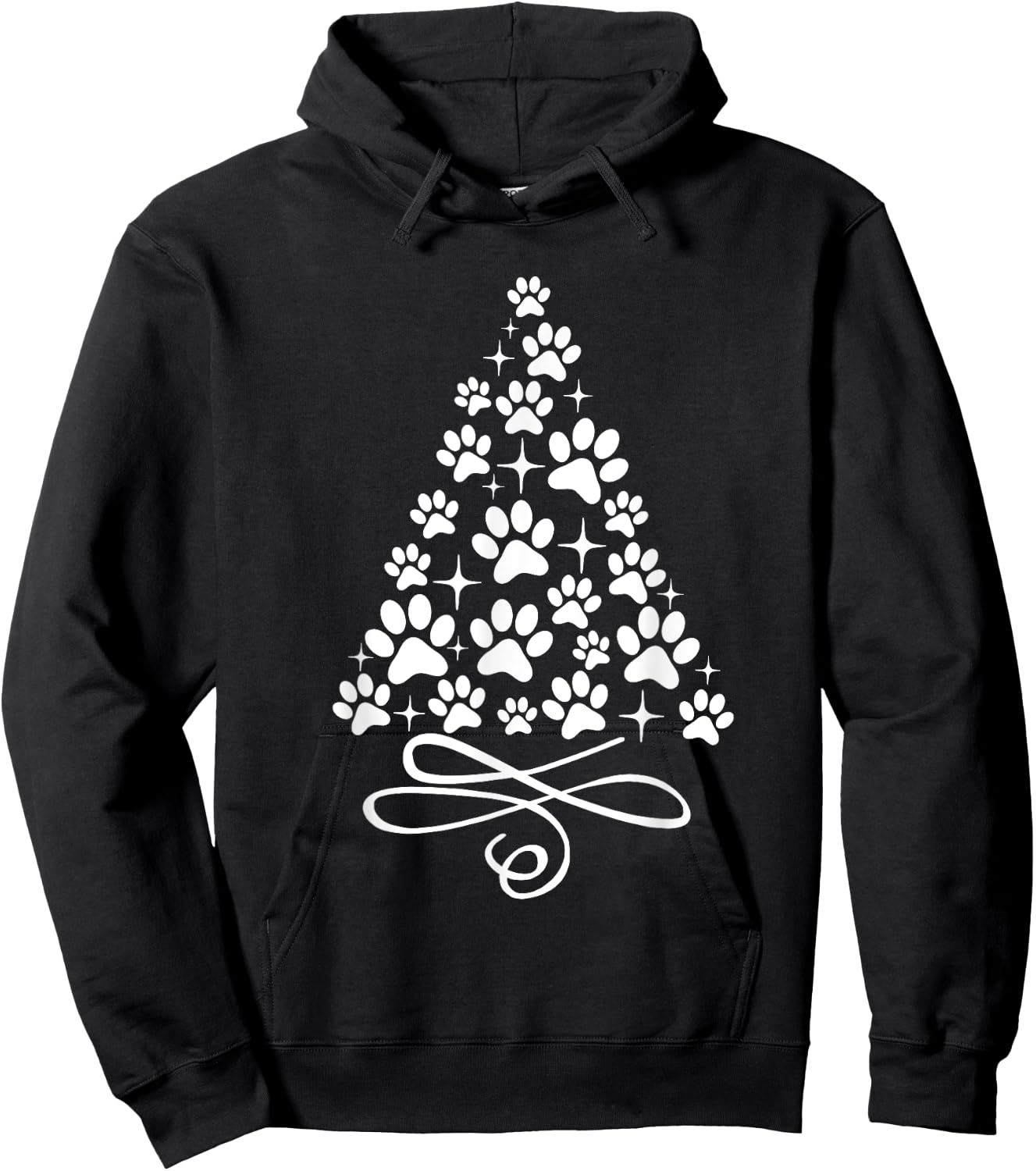 Dog Cat Paw Print on Christmas Tree Women Kids Hoodie - Hoodie | Black
