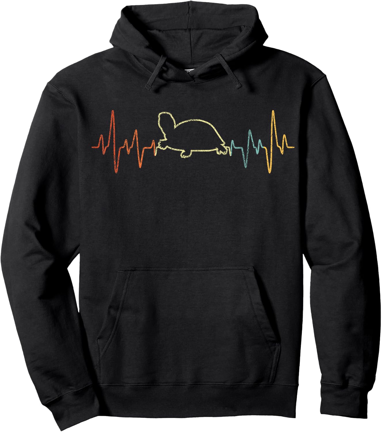 Retro Heartbeat Tortoises Turtle Lover Funny Tortoise Hoodie - Hoodie | Black
