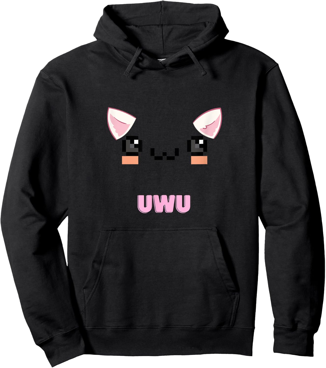 Kawaii Gamer Girl UwU with Cat Design Hoodie - Hoodie | Black