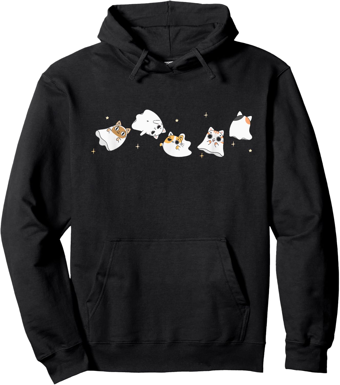 Cat Ghost Halloween Costume Spooky Cute Kawaii Animal Hoodie - Hoodie | Black