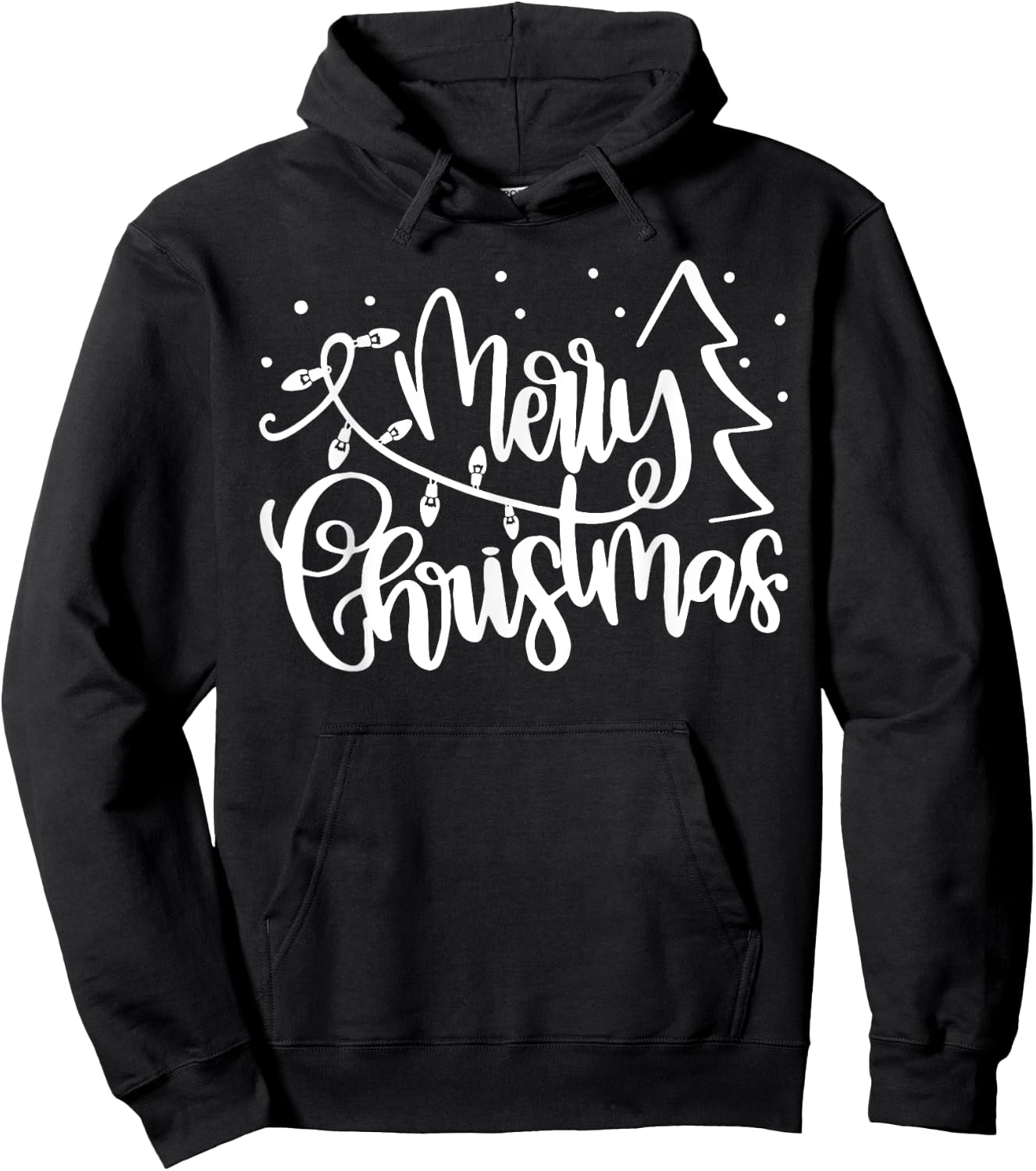 Merry Christmas Holiday Xmas Lights Family Matching Pajama Hoodie - Hoodie | Black