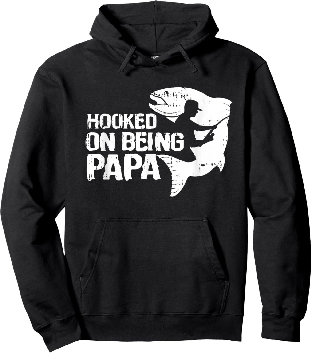 Hooked On Being Papa Fathers Day Fishing Dad Papa Men Hoodie - Hoodie | Black