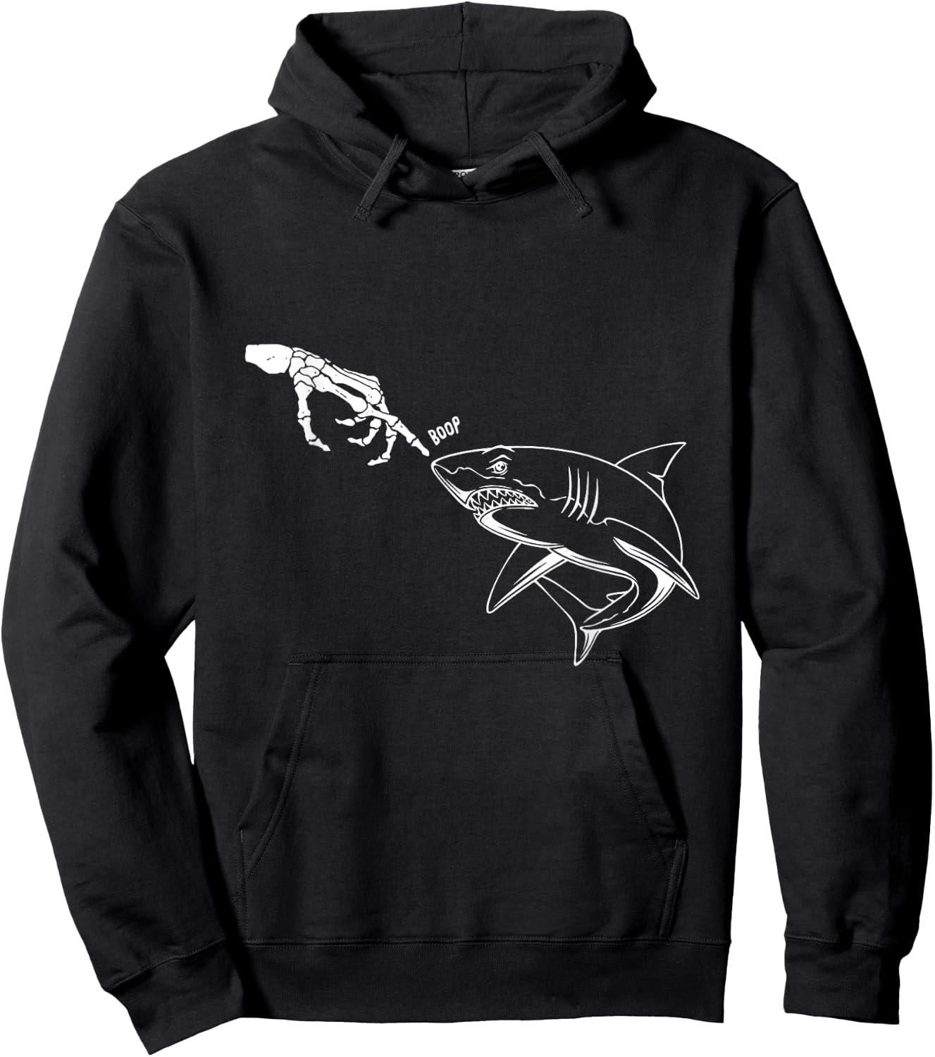 Shark Black Lover Skeleton Hand Boop Funny Halloween Hoodie - Hoodie | Black