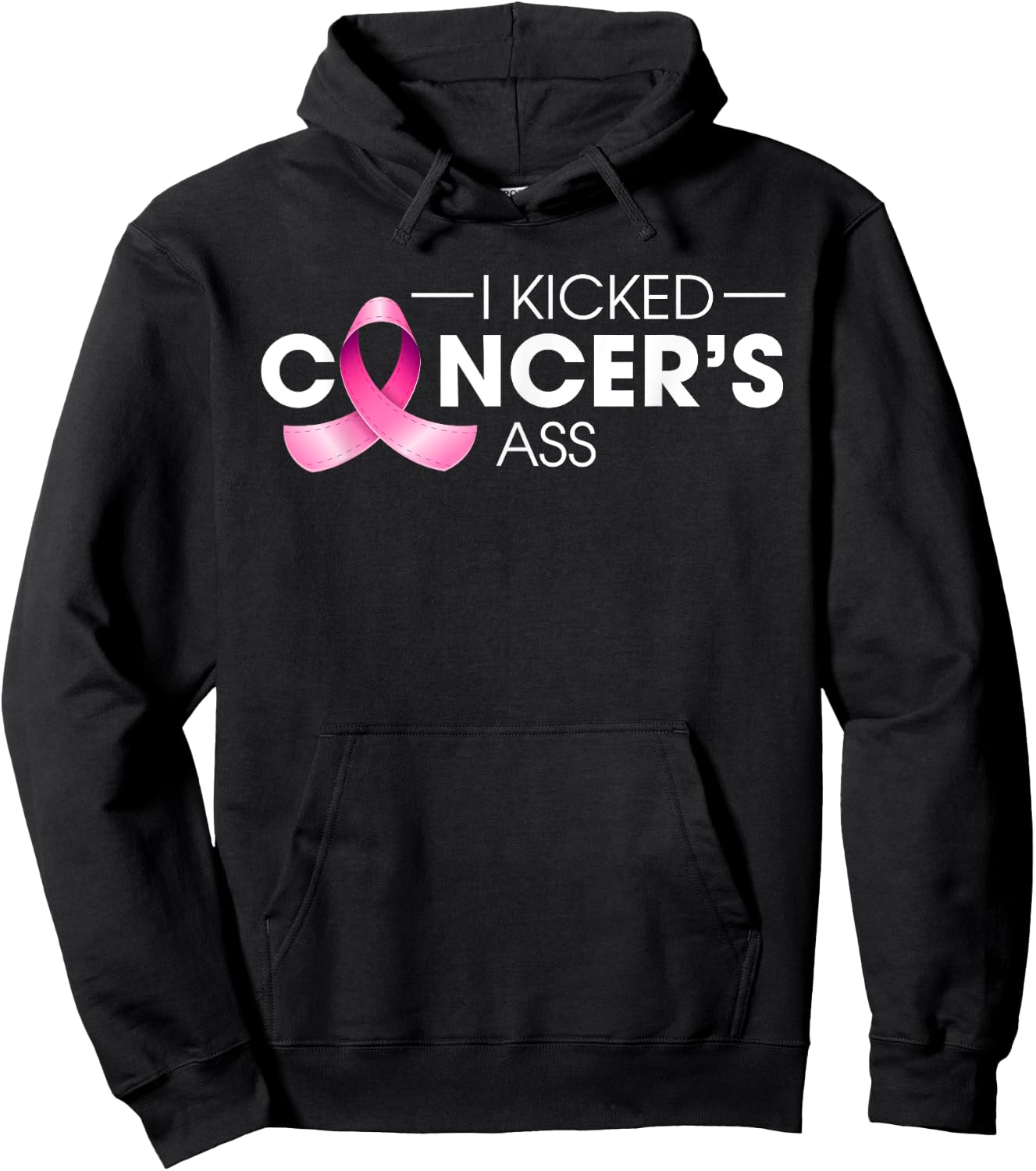 I Kicked Cancer's Ass Breast Cancer Warrior Pink Ribbon Hoodie - Hoodie | Black
