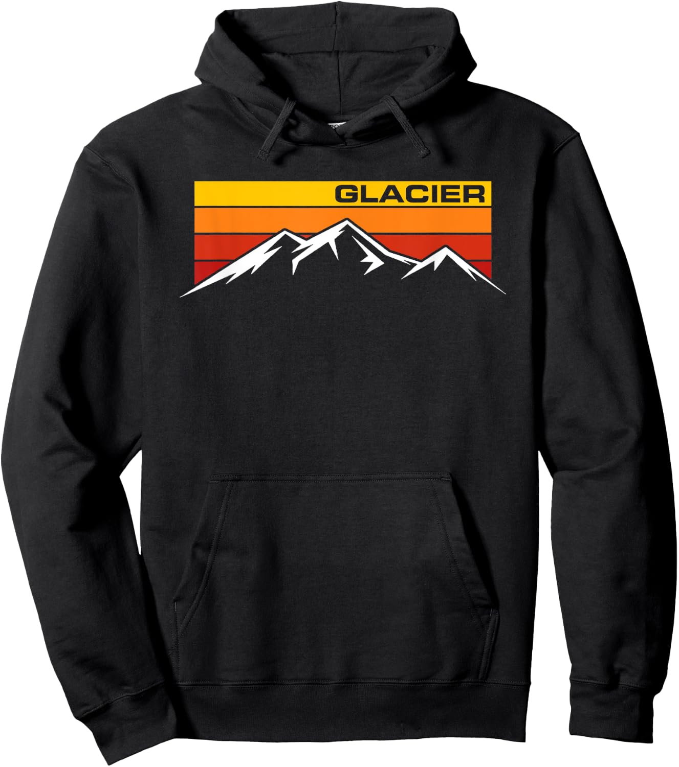 Glacier National Park Retro Mountain Line Hiking Souvenir Hoodie - Hoodie | Black