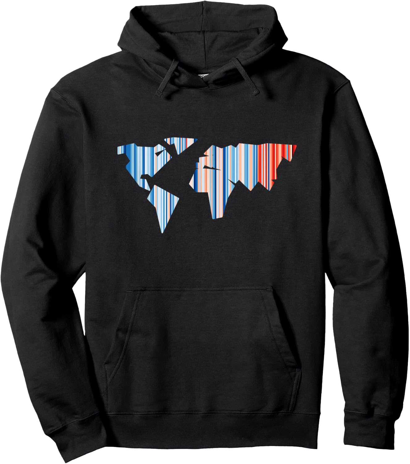 Climate Change - Warming Stripes - World Map Hoodie - Hoodie | Black