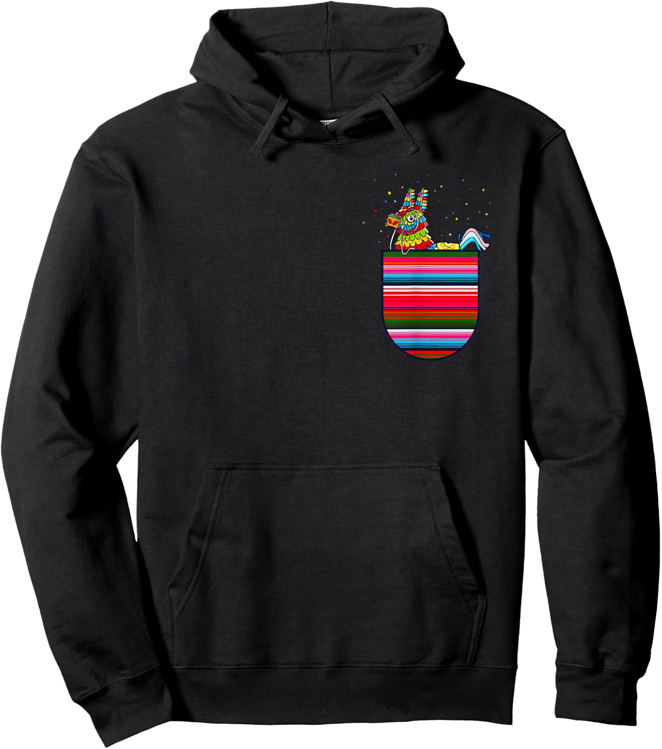 Serape Pocket Pinata Mexican Fiesta Cinco De Mayo Hoodie - Hoodie | Black