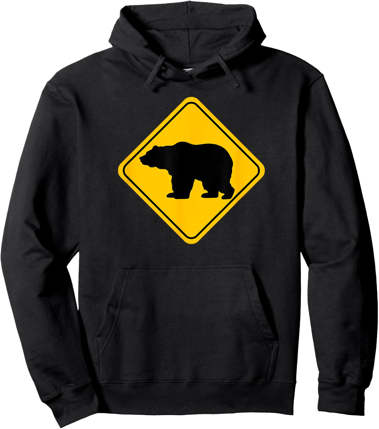 Bear Crossing Road Sign Grizzly Classic Minimalist Graphic Hoodie - Hoodie | Black