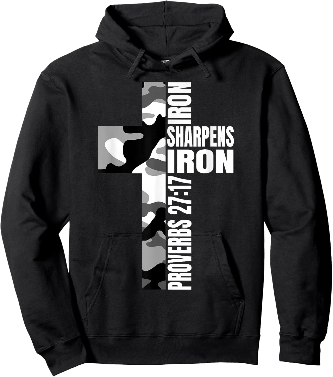White Camo Iron Sharpens Iron Christian Verse Easter Couples Hoodie - Hoodie | Black