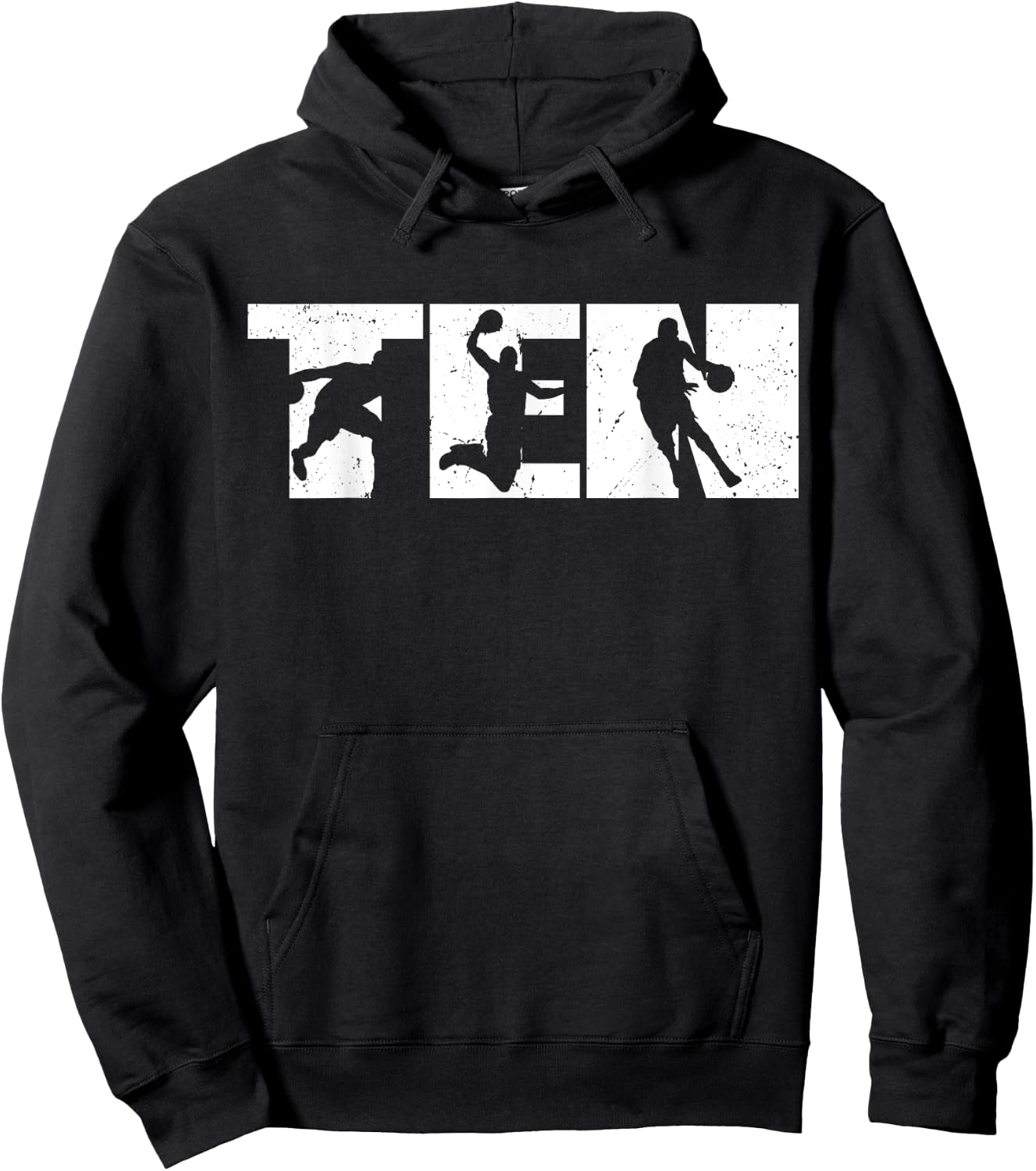 10th Birthday Retro Basketball 10 Years Old Boy Girl Hoodie - Hoodie | Black