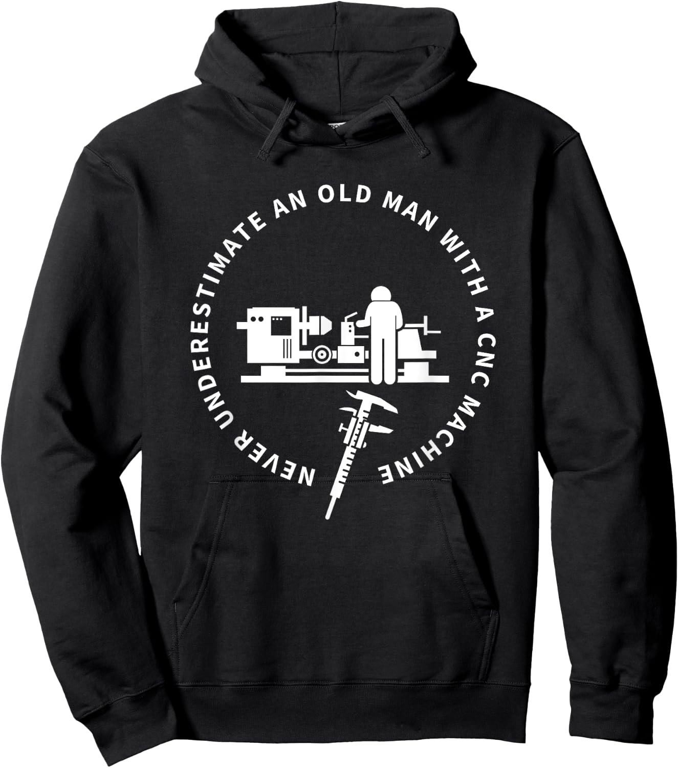 Old Man CNC Machine Funny CNC Machinist Hoodie - Hoodie | Black