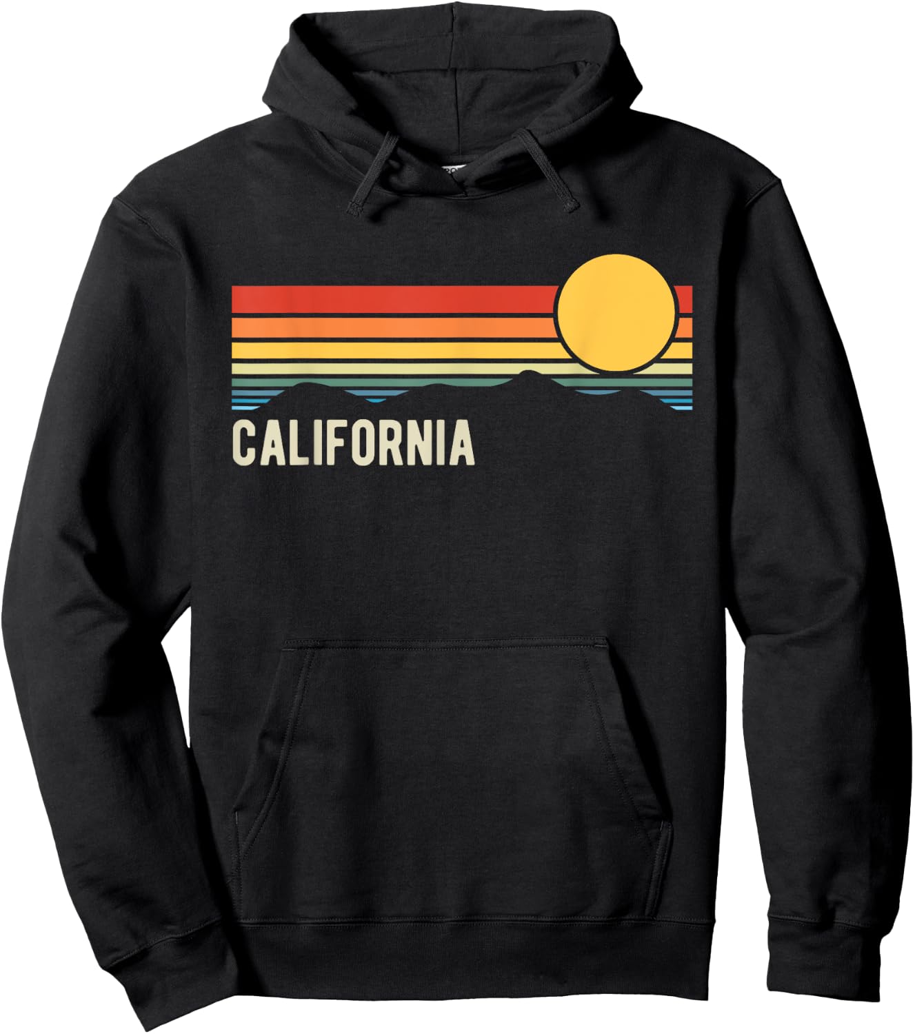 California USA Retro Sunset Style Design Hoodie - Hoodie | Black