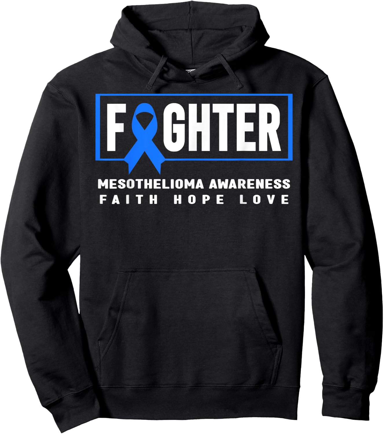 Mesothelioma Fighter - Blue Ribbon Mesothelioma Awareness Hoodie - Hoodie | Black