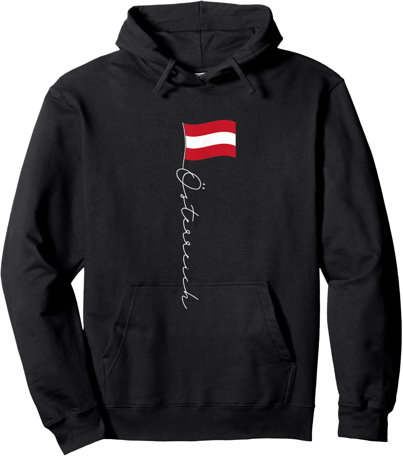 Austria Signature Flag Pole - Patriotic Austrian Flag Women Kids Men Hoodie - Hoodie | Black