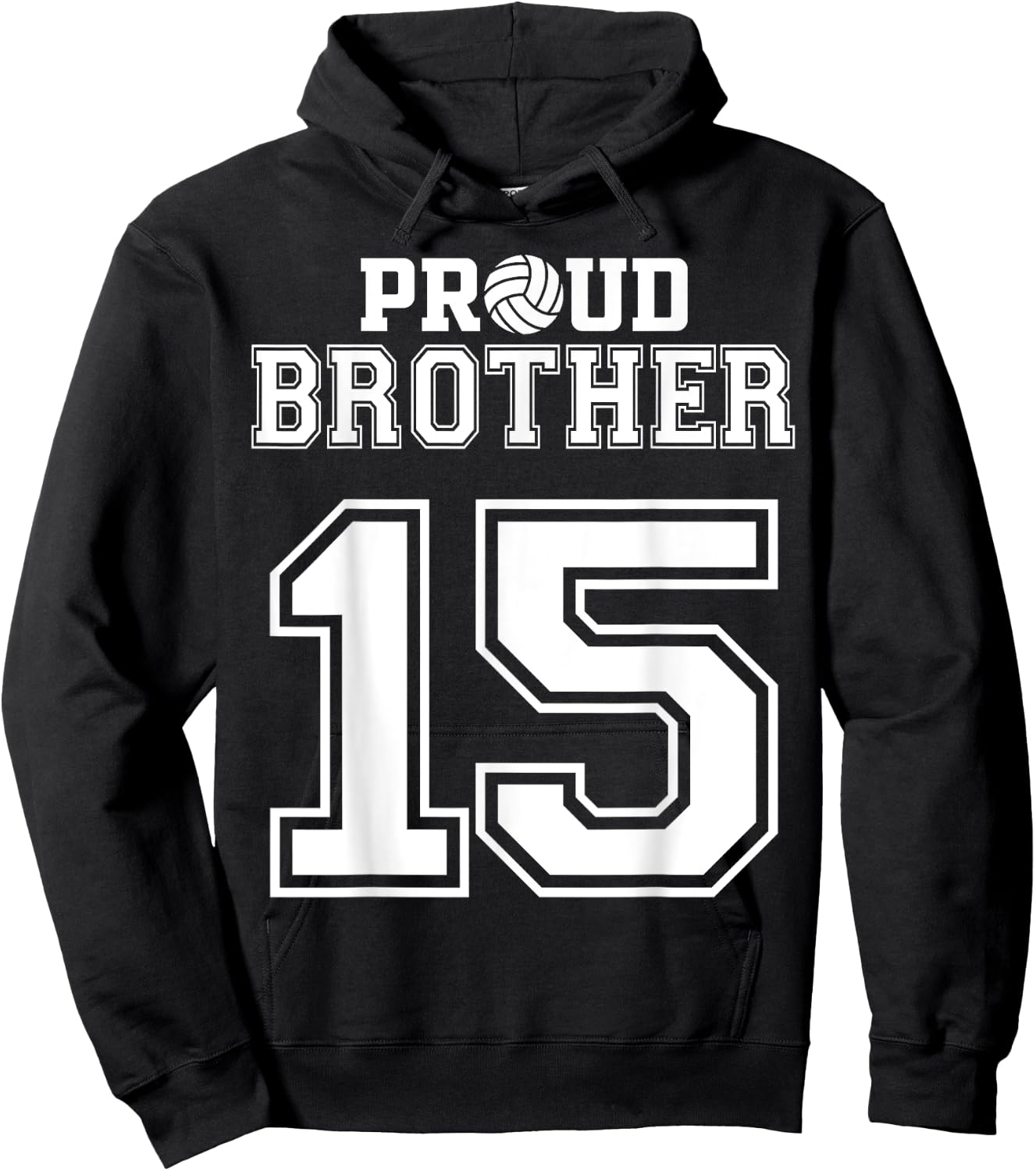Custom Proud Volleyball Brother Number 15 Personalized Men Hoodie - Hoodie | Black