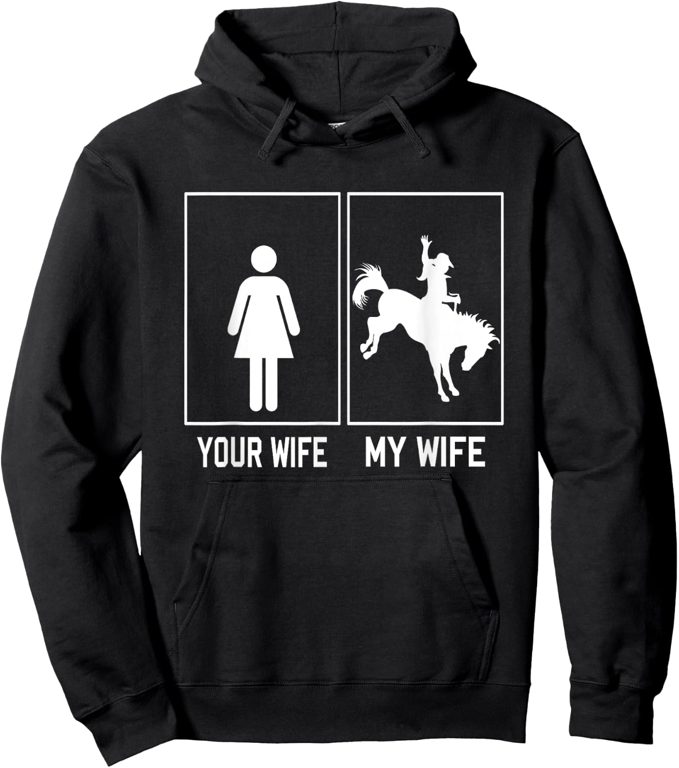 Your Wife My Wife Horse Cowgirl Riding Funny For Husband Hoodie - Hoodie | Black