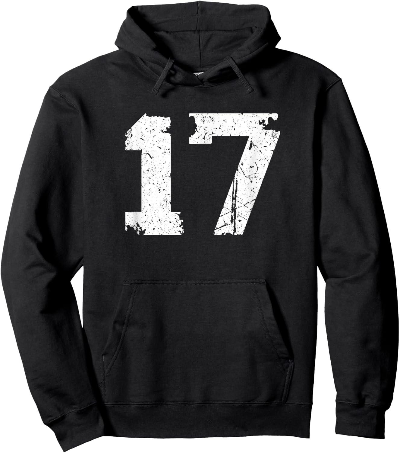 Number #17 Sport Vintage Torn Varsity Number Hoodie - Hoodie | Black