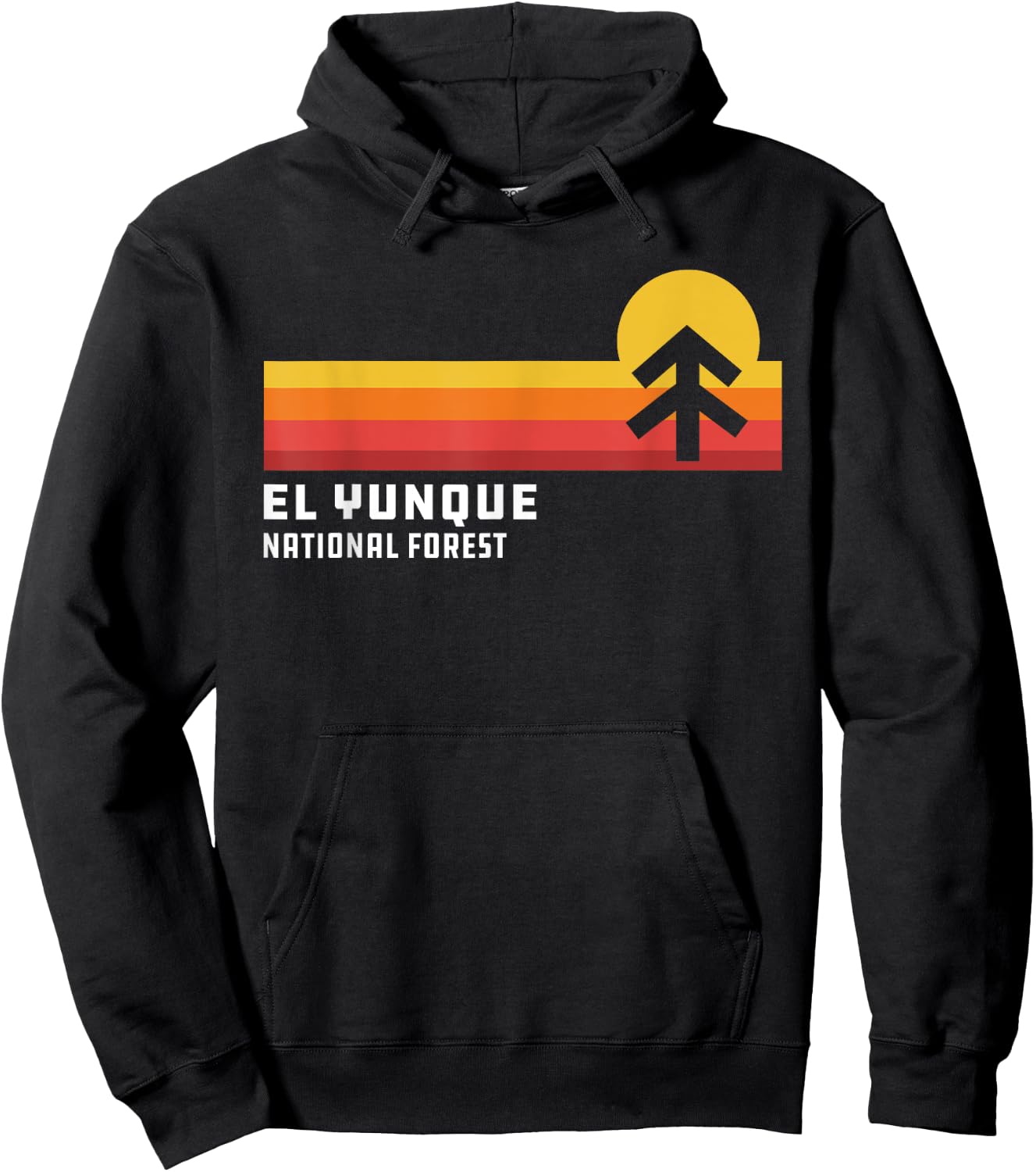 El Yunque National Forest Puerto Rico Retro Style Stripes Hoodie - Hoodie | Black