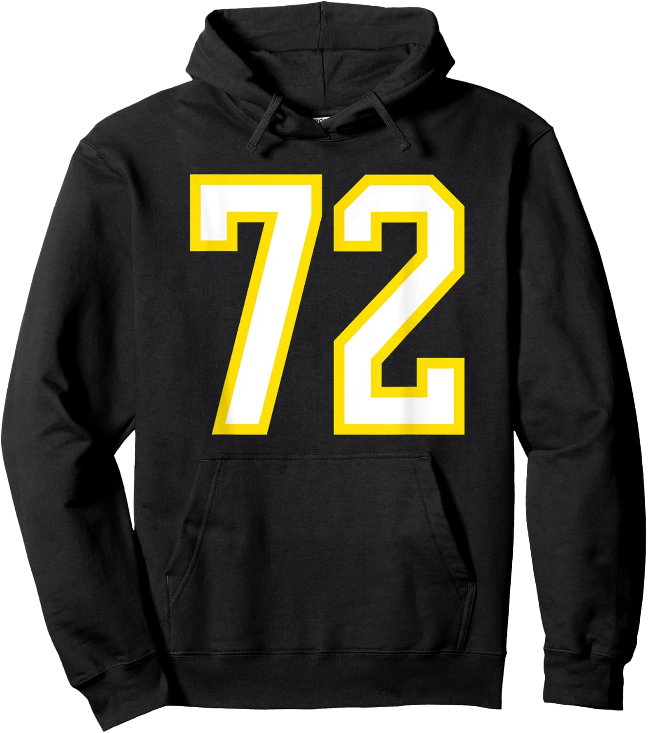 Jersey Number #72 Yellow White Birthday Sports Number 72 Hoodie - Hoodie | Black