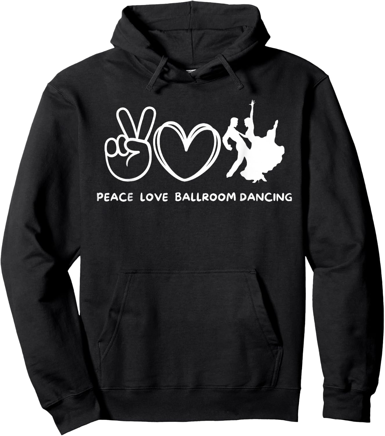 Peace, Love Ballroom Dancing Retro Ballroom Dancing Lover Hoodie - Hoodie | Black