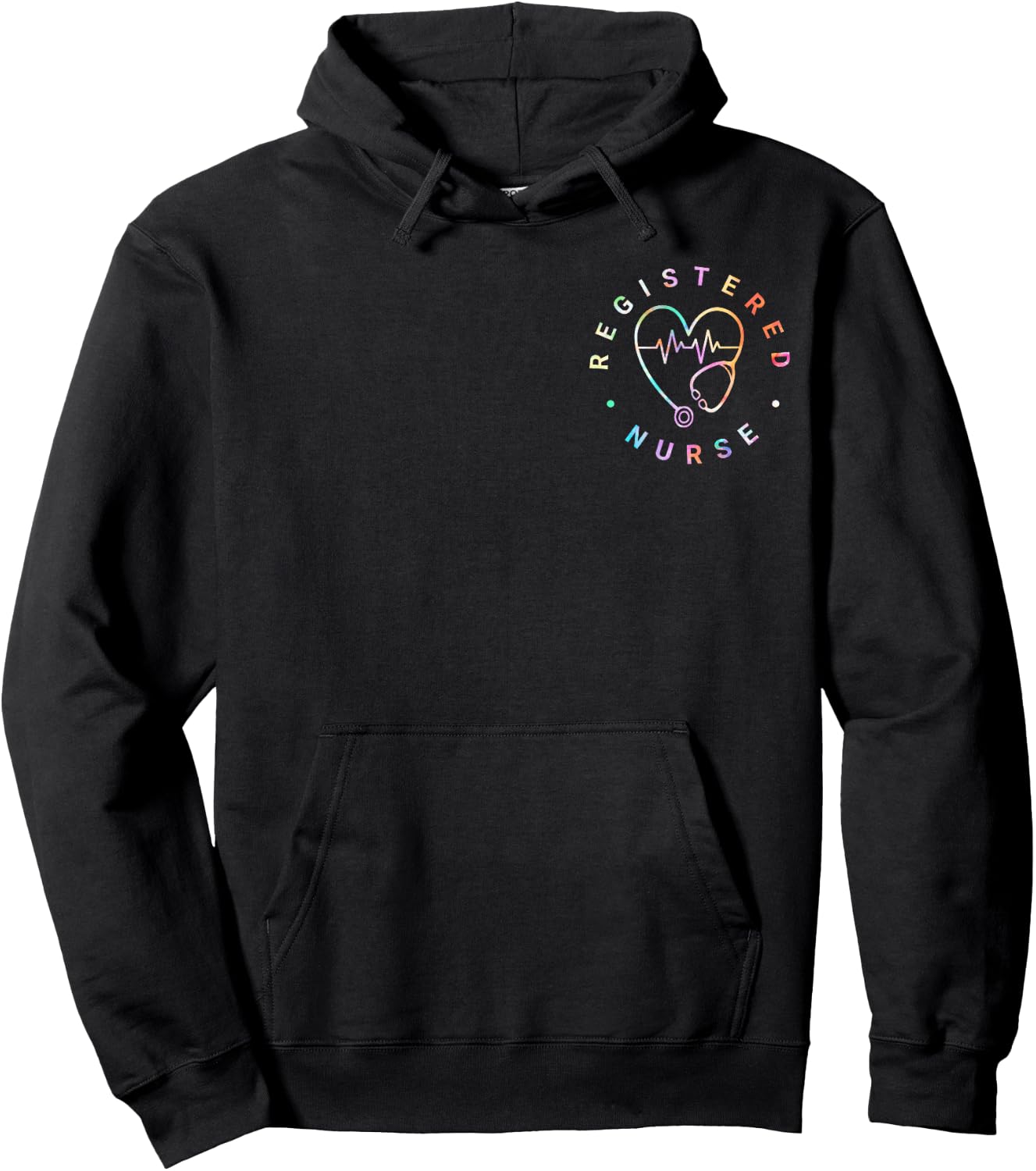 Registered Nurse Heart Beat Tie Dye RN Nursing Hoodie - Hoodie | Black