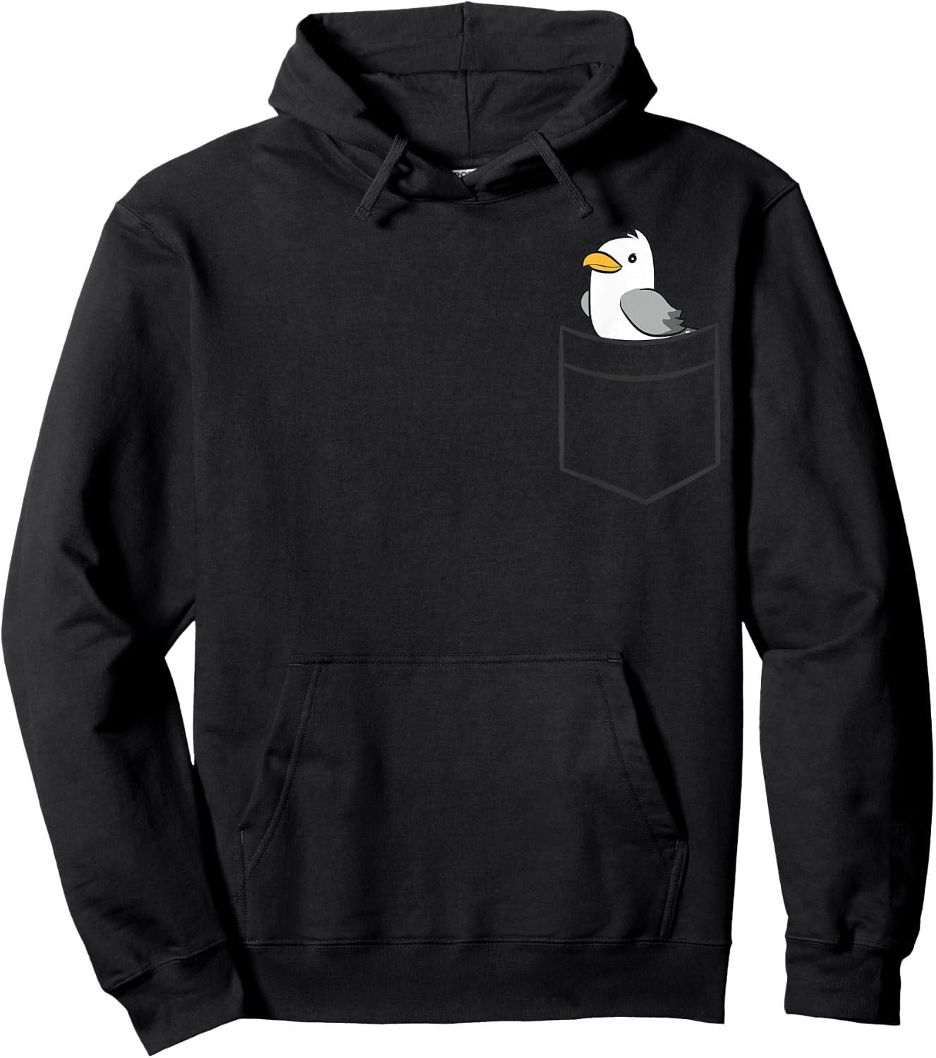 Seagull In a Pocket Cute Sea Gull Bird Hoodie - Hoodie | Black