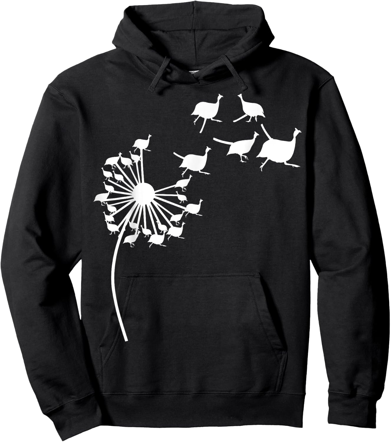 Dandelion Guinea fowl Flower, Floral Guinea fowl Tree Hoodie - Hoodie | Black
