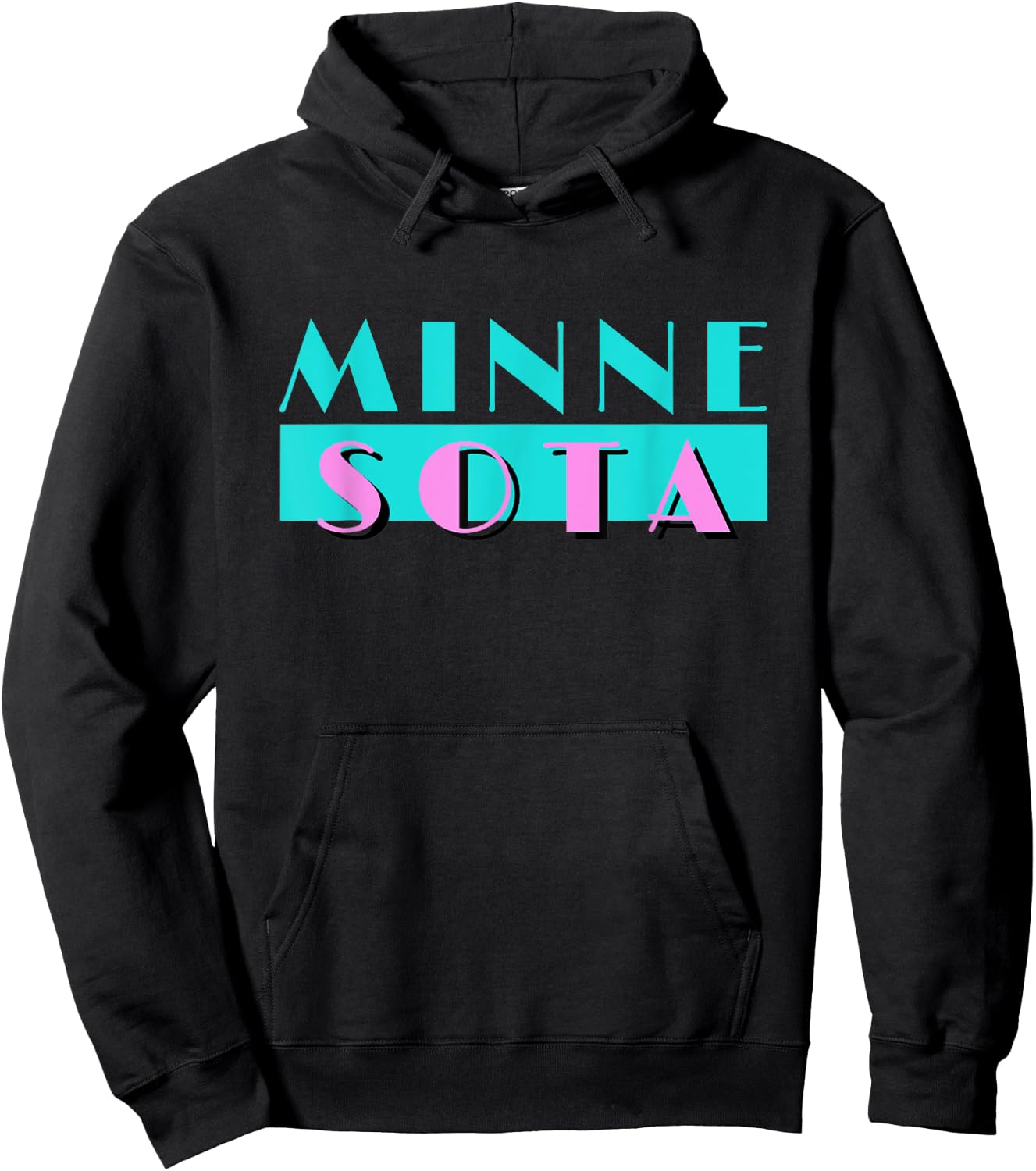 Retro Minnesota Neon Logo, Minnesotan MN State Pride Gift Hoodie - Hoodie | Black