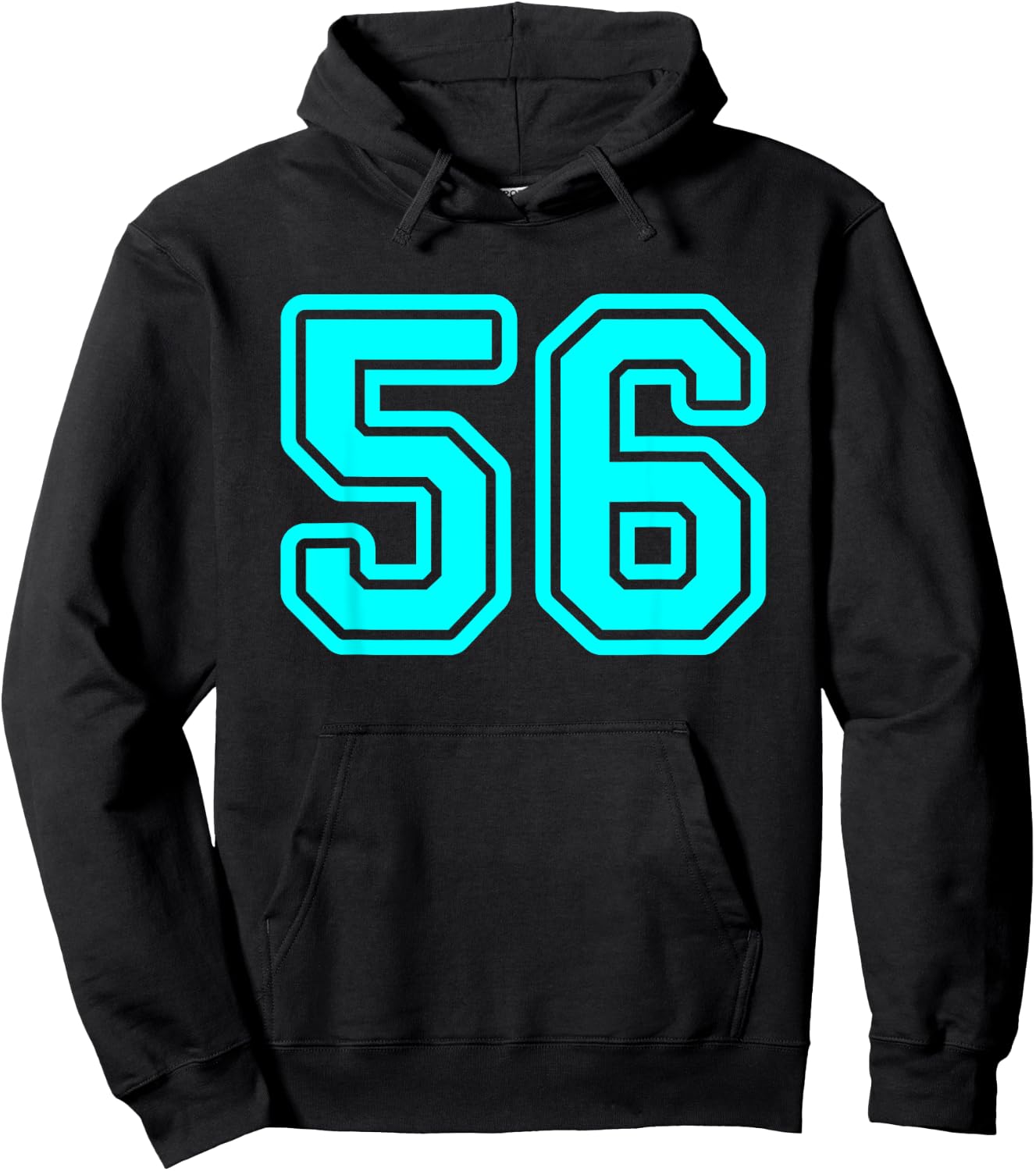Number #56 Cyan Sport Number 56 Hoodie - Hoodie | Black