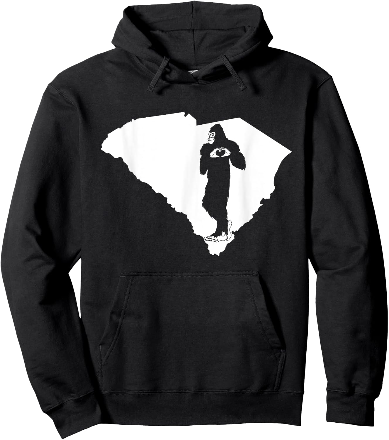 Bigfoot South Carolina State Pride Funny Sasquatch Love Map Hoodie - Hoodie | Black