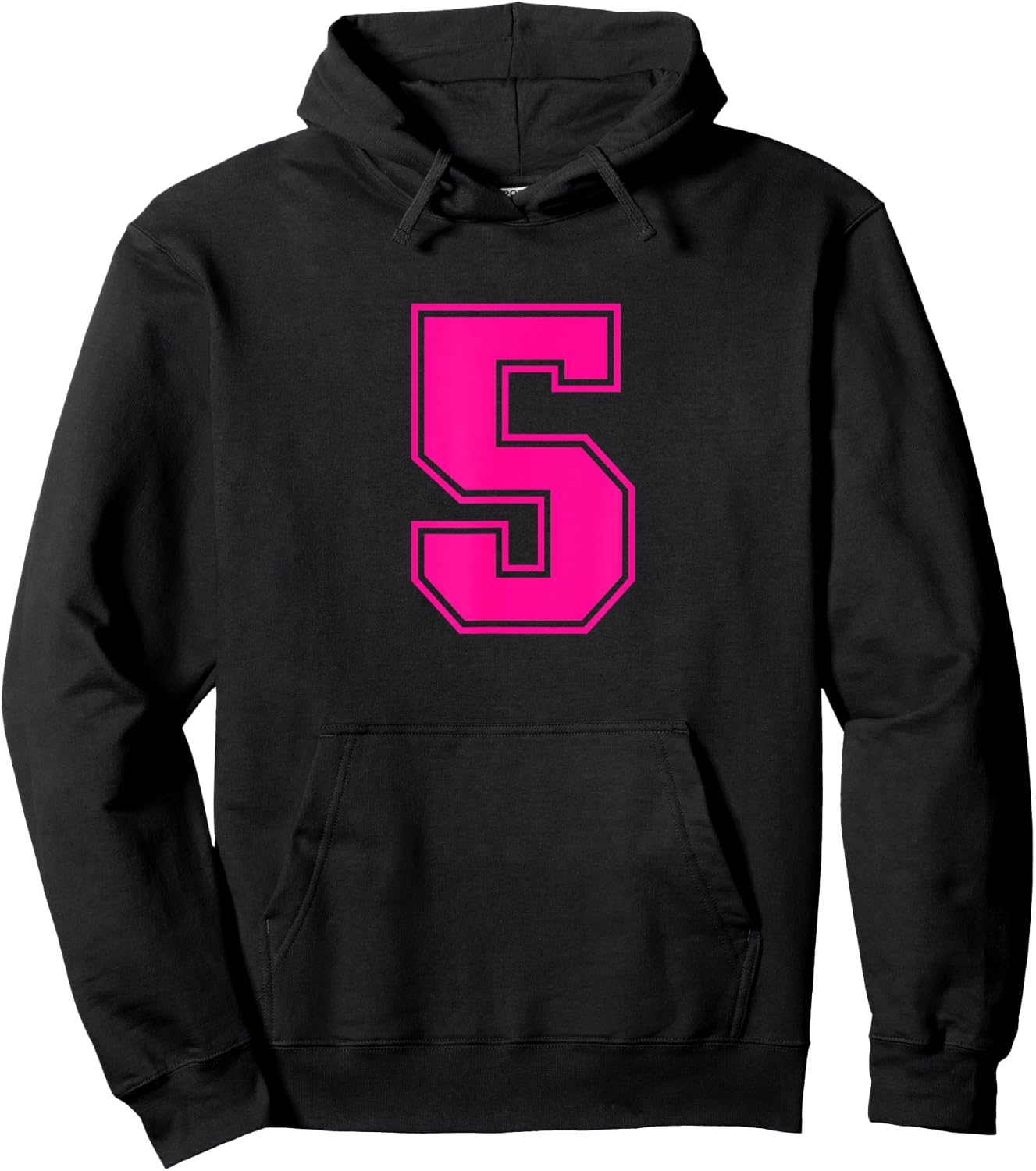 Number #5 Pink Sports Fan Jersey Number Hoodie - Hoodie | Black