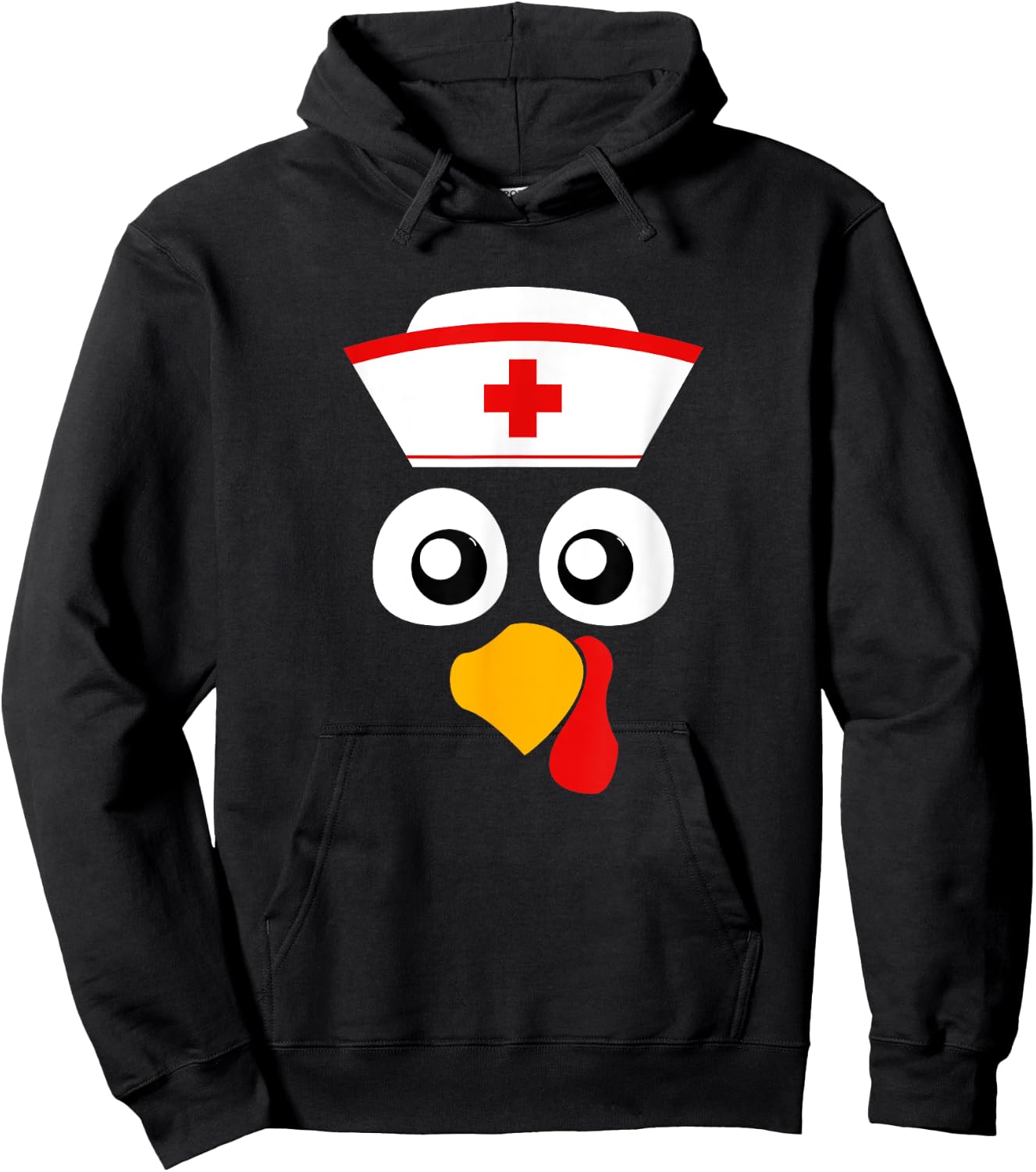 Cute Nurse Turkey Face, Nurses Cap for Thanksgiving party Hoodie - Hoodie | Black
