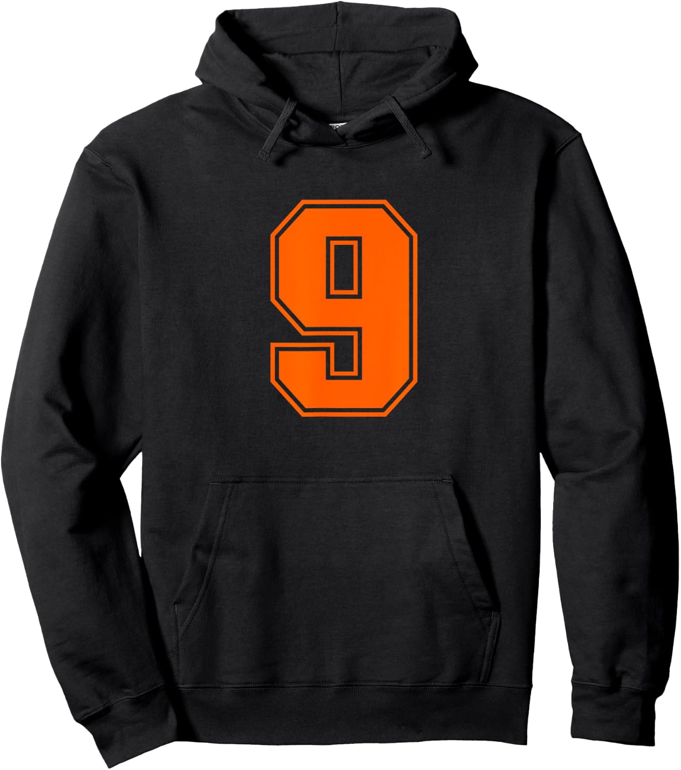 Number #9 Orange Sports Jersey Lucky Number Hoodie - Hoodie | Black