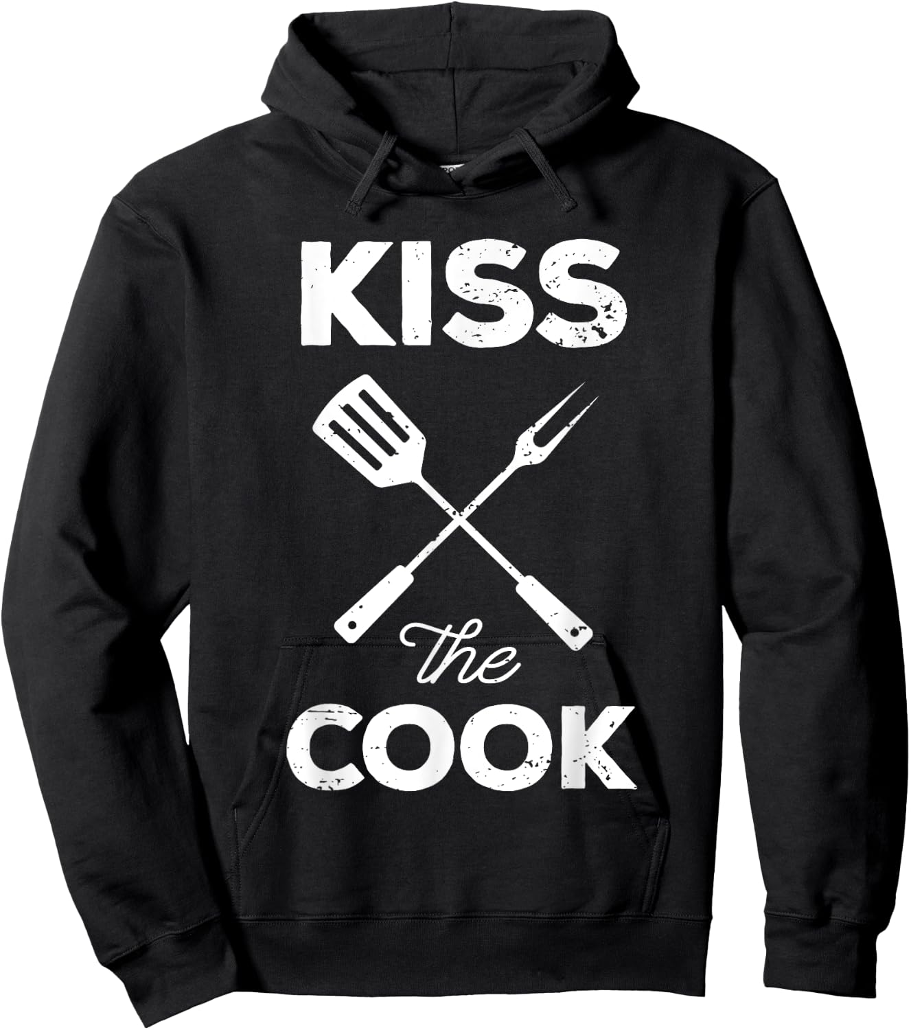 Kiss The Cook Funny BBQ Chef Dad Hoodie - Hoodie | Black
