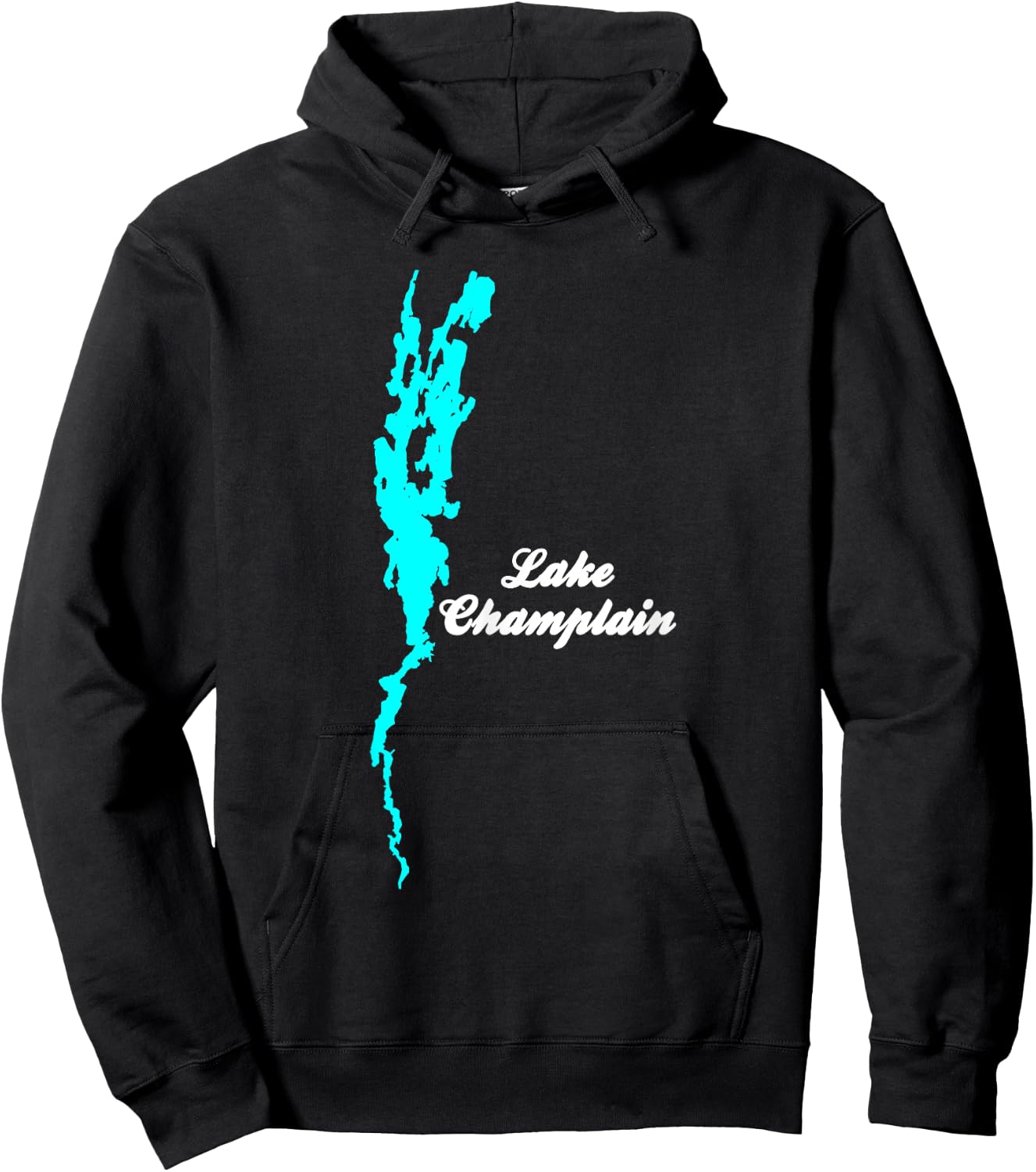 Minimalist Lake Champlain, New York and Vermont Hoodie - Hoodie | Black