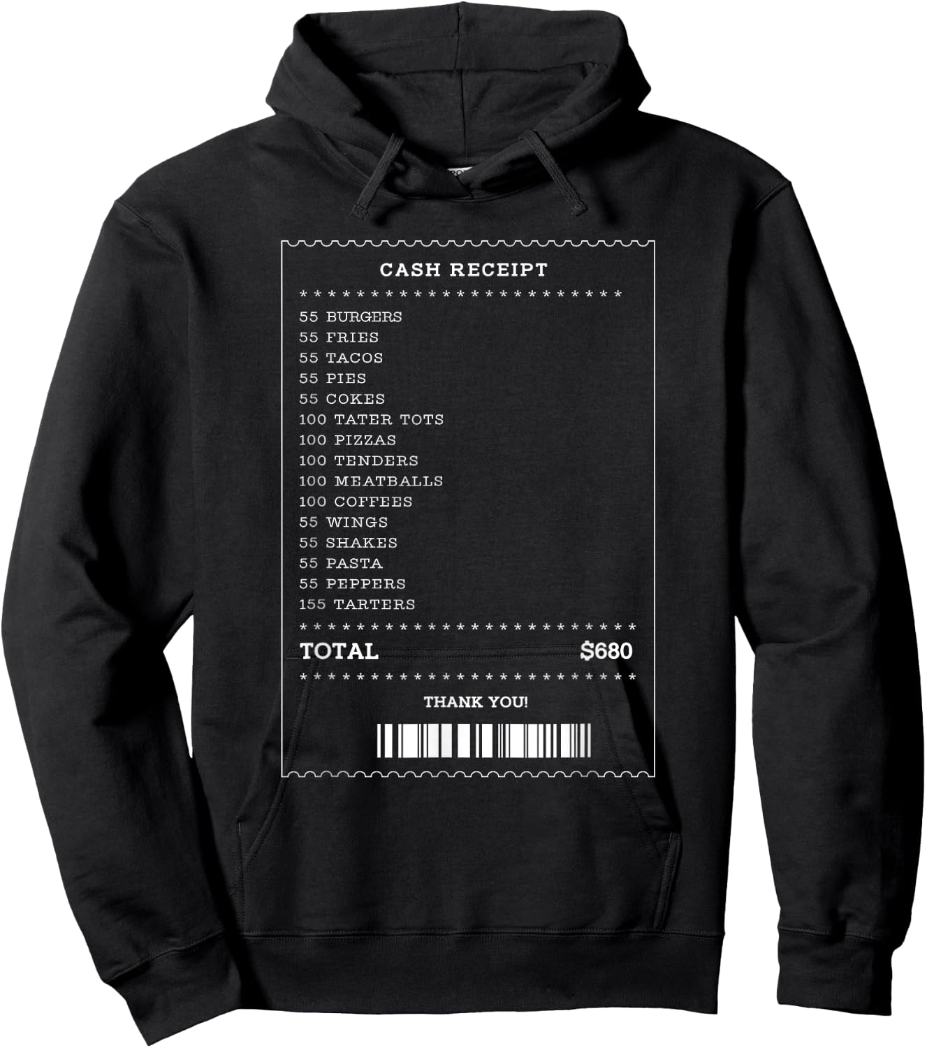 55 Burgers 55 Fries I Think You Should Leave receipt Design Hoodie - Hoodie | Black
