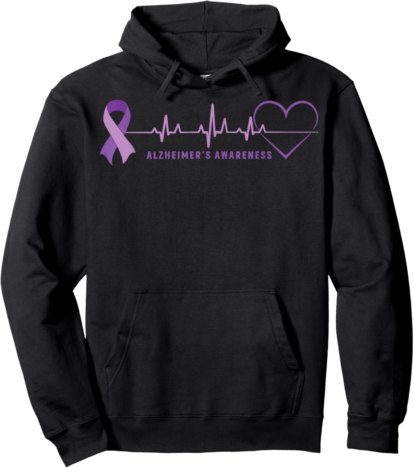 Alzheimer Disease Awareness Wear Alzheimer Ribbon Heartbeat Hoodie - Hoodie | Black