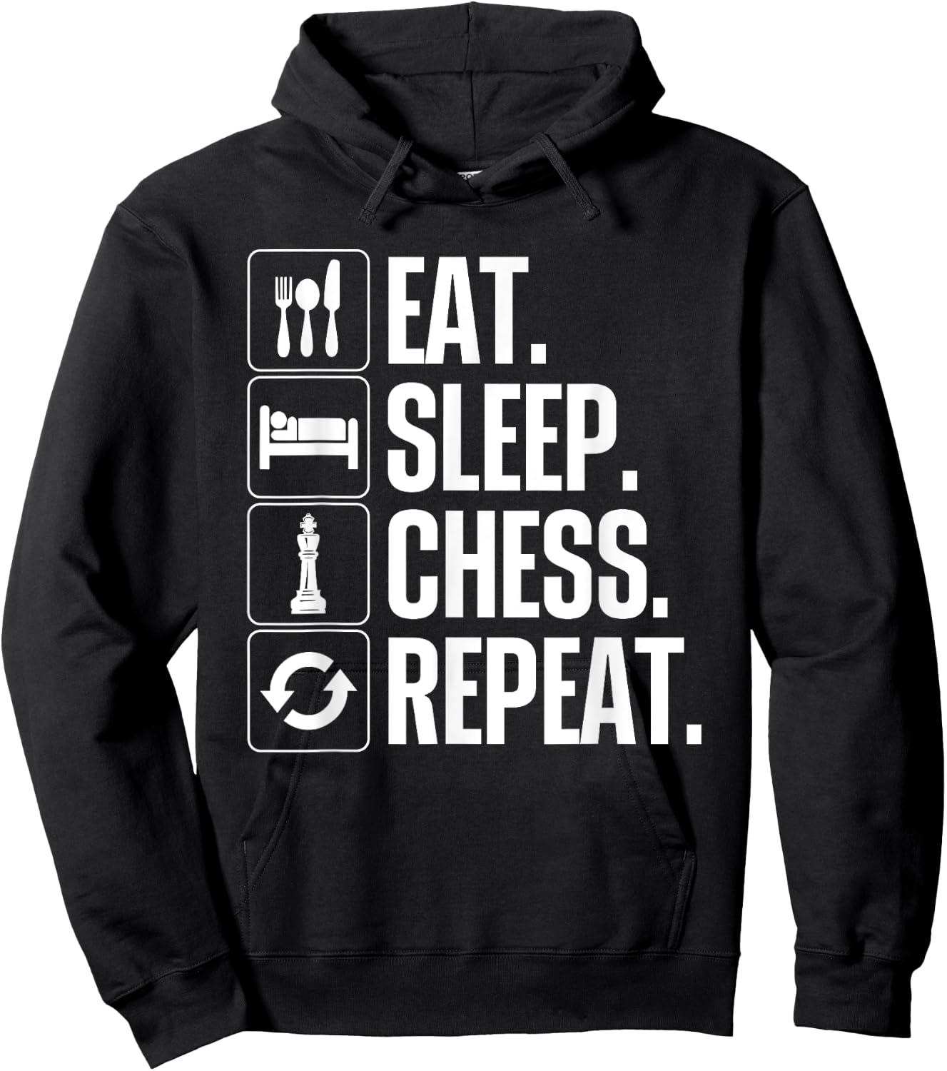 Cute Chess Player Art Boys Kids Chess Lover Novelty Hoodie - Hoodie | Black