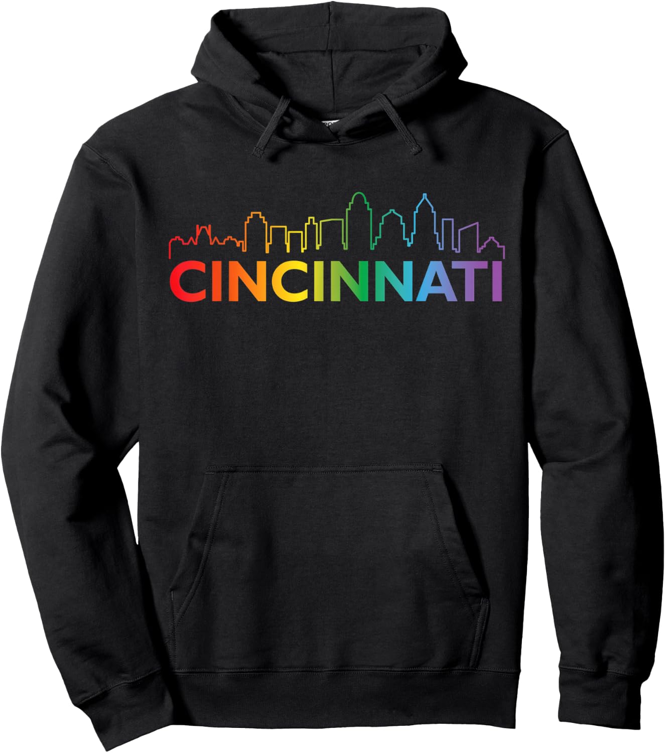 Rainbow Cincinnati Ohio City Skyline vintage travel souvenir Hoodie - Hoodie | Black