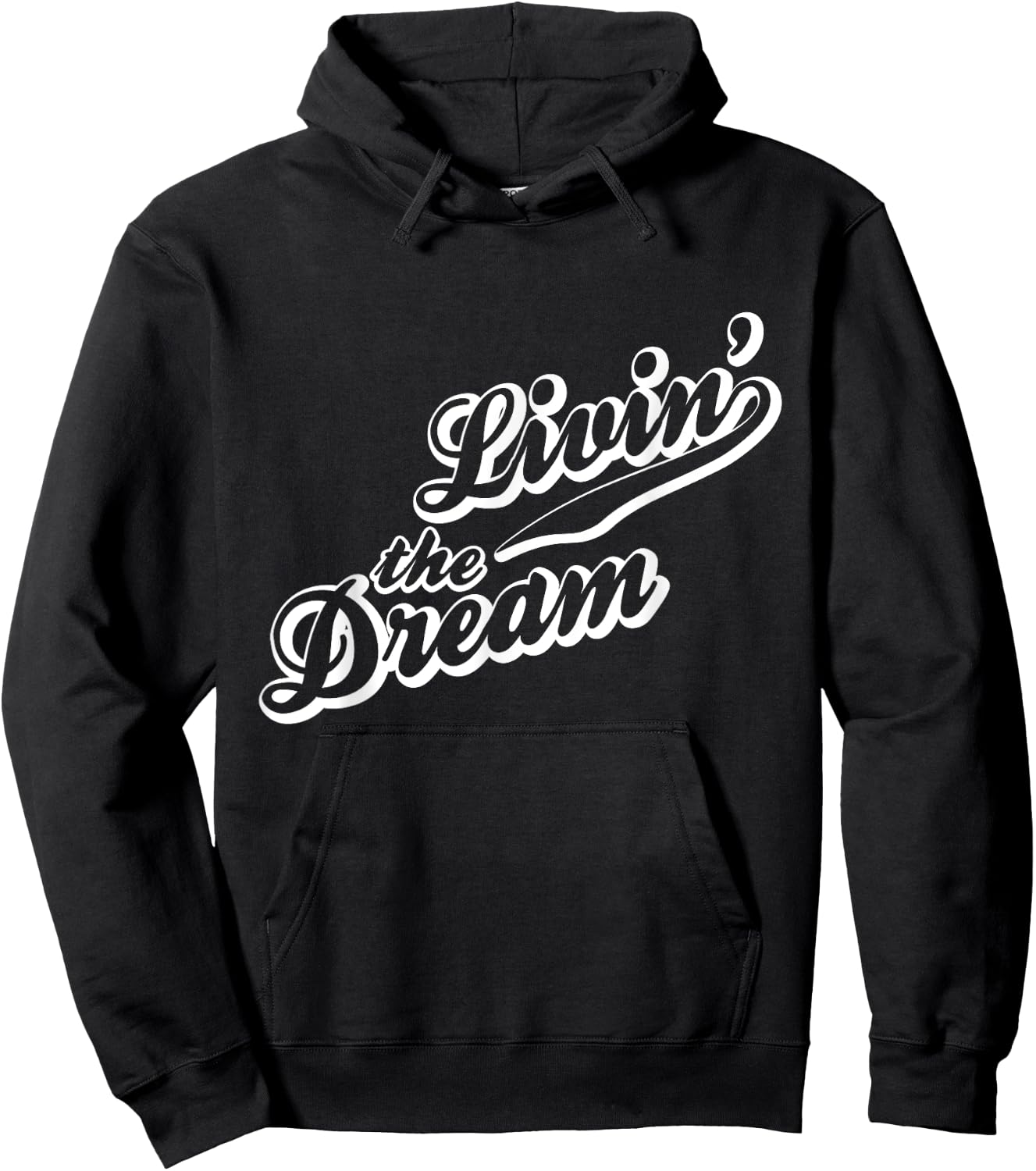 Livin' The Dream Retro White Print Hoodie - Hoodie | Black