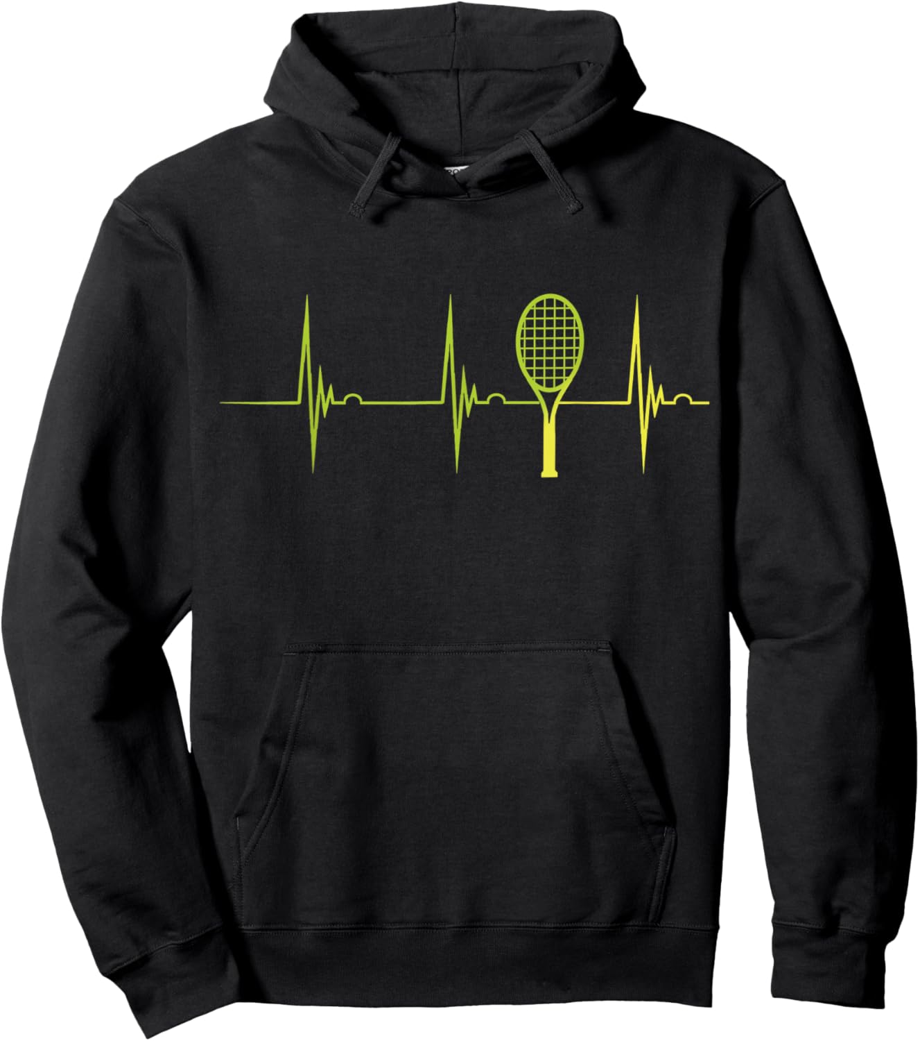 Tennis Lover Heartbeat EKG Pulse Cardio Tennis Player Hoodie - Hoodie | Black