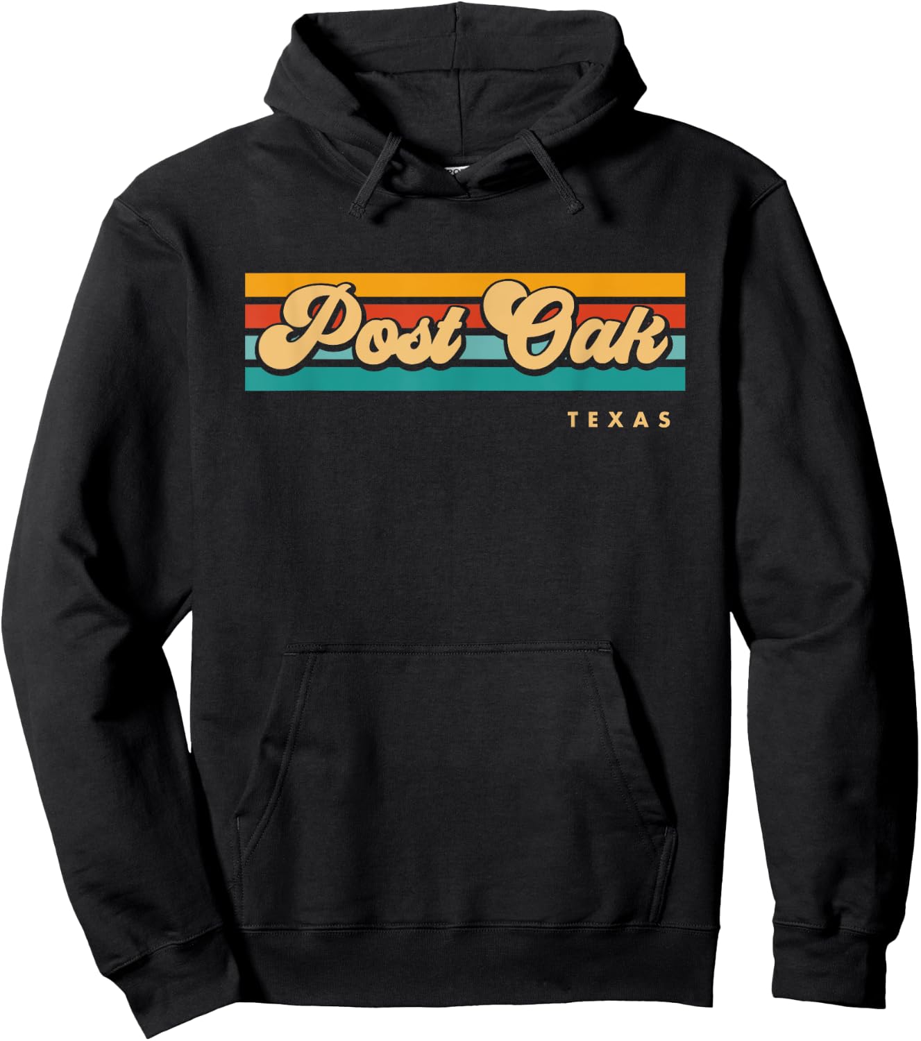 Vintage Sunset Stripes Post Oak, Texas Hoodie - Hoodie | Black