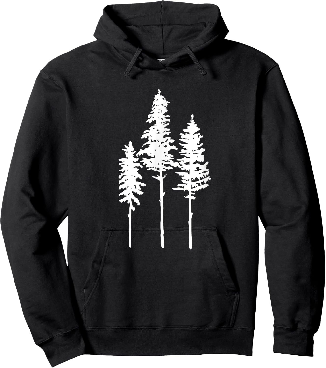Skinny Pine Tree Graphic Funny Summer Hiking Nature Lover Women Kids Hoodie - Hoodie | Black